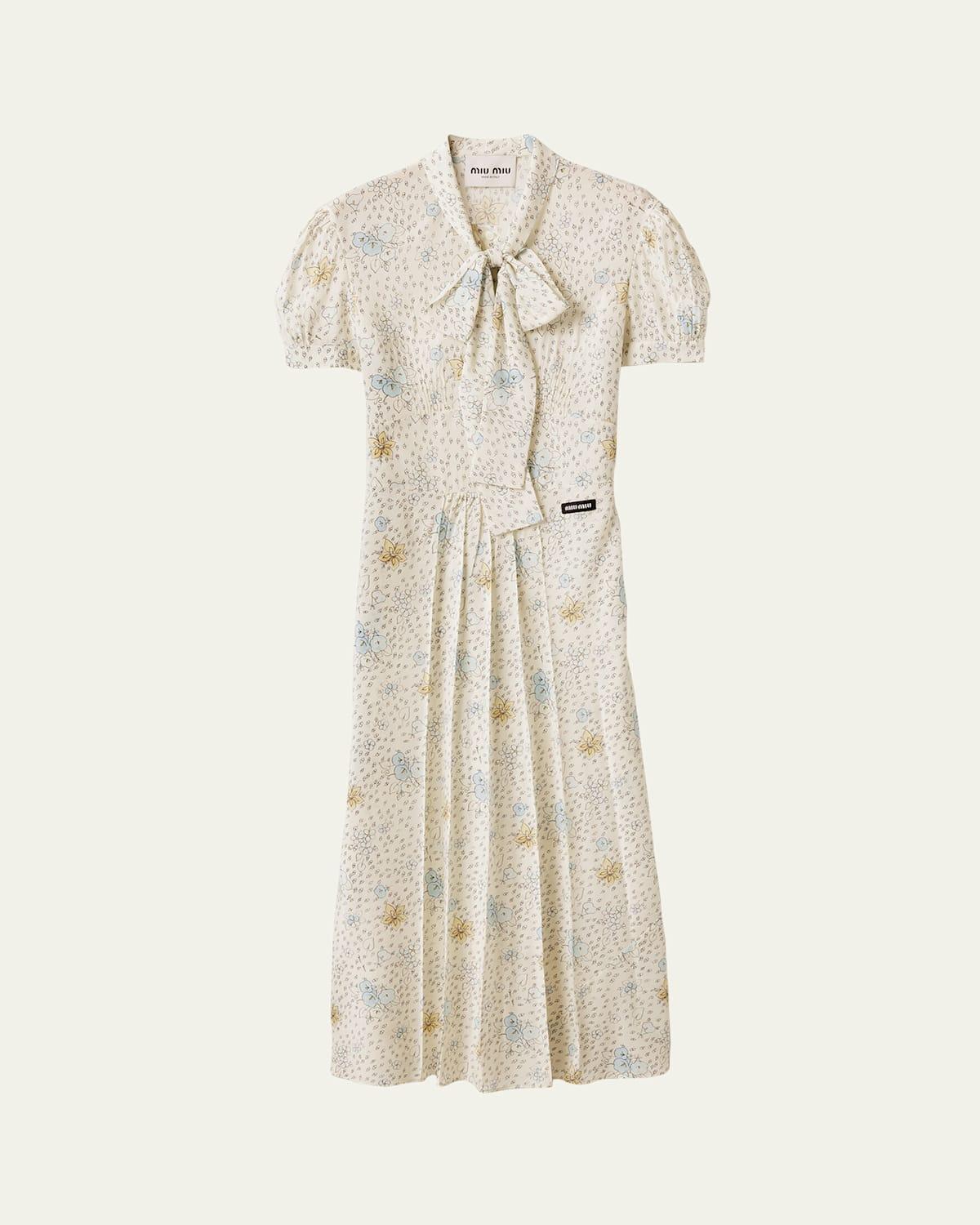 ワンピース MIUMIU PRINTED SILK DRESS Miu Miu Floral Printed Silk Mini Dress / Multi / RRP