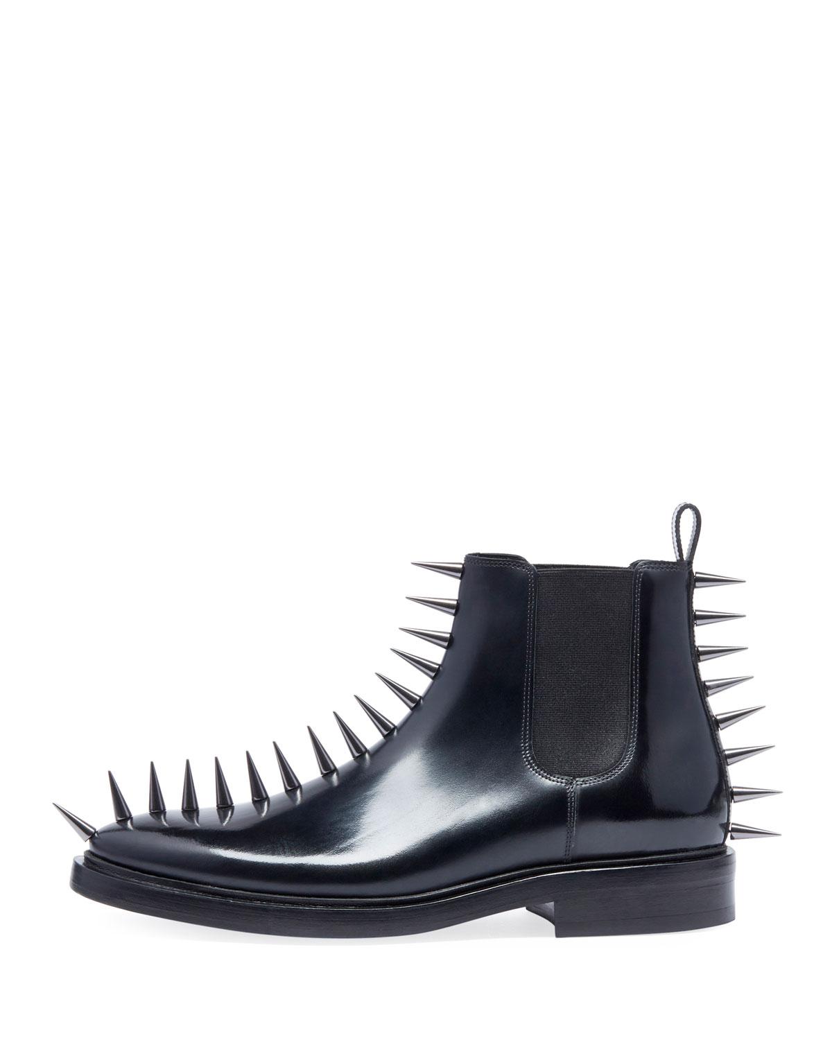 Spikes Leather Combat Boots 
