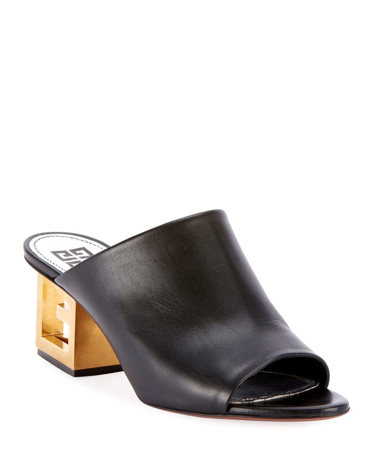 Givenchy Leather Sandals With Logo Heel in Black - Lyst
