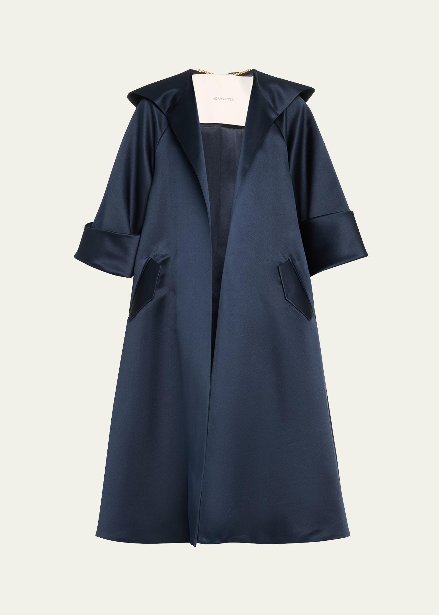 Adam Lippes Double face Duchess Satin Swing Coat in Blue Lyst