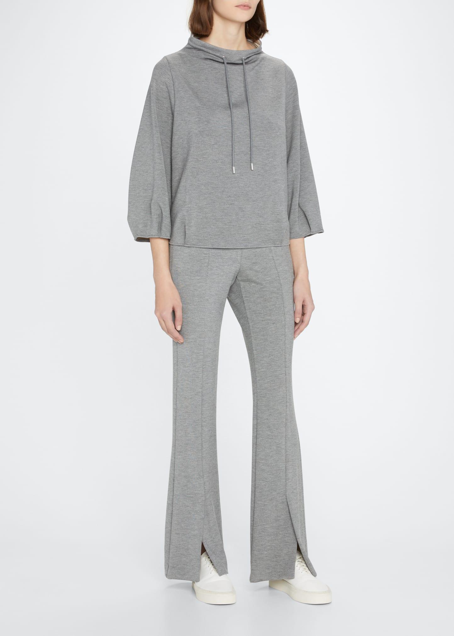Theory Drawstring Double-knit Top in Gray | Lyst
