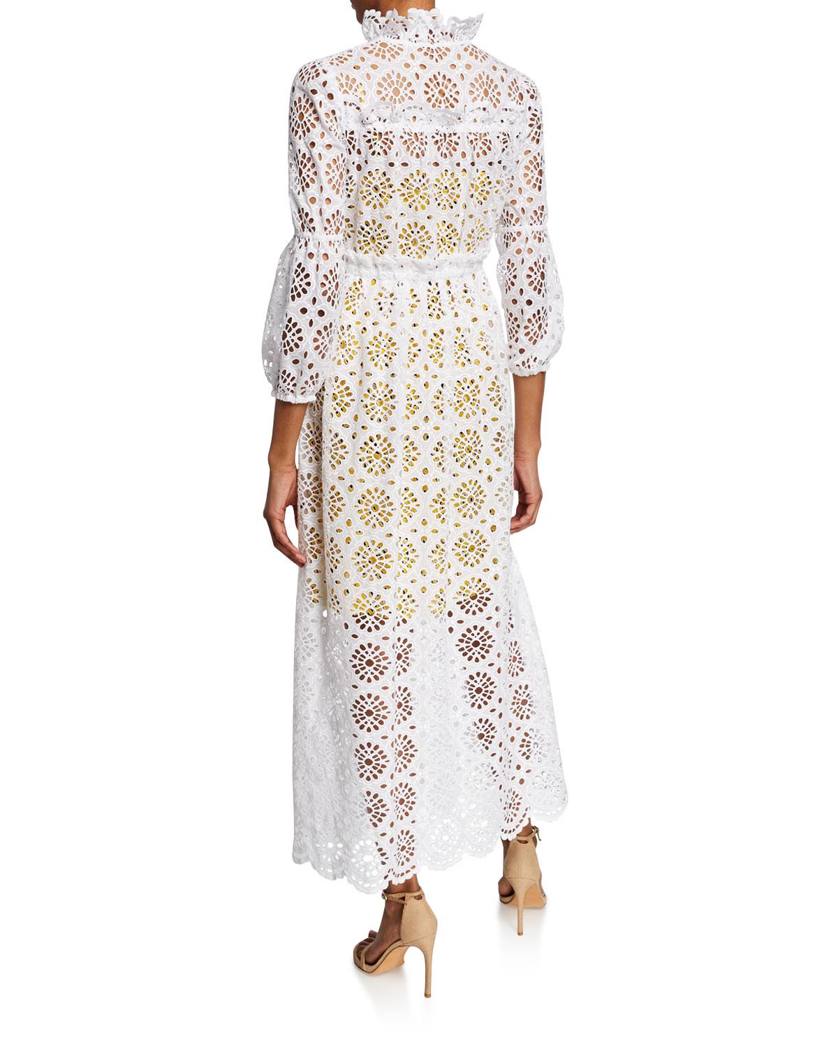 leandra cotton eyelet midi dress