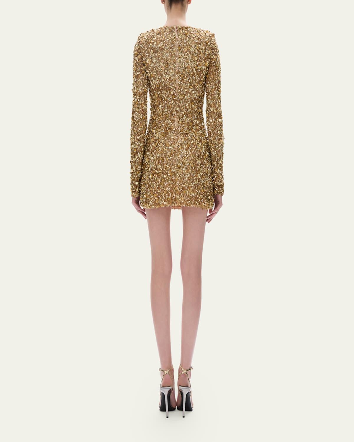 knee length dresses for ladies Rachel Gilbert Atlanta Silver Gown for SALE | Full Sleeved Gown