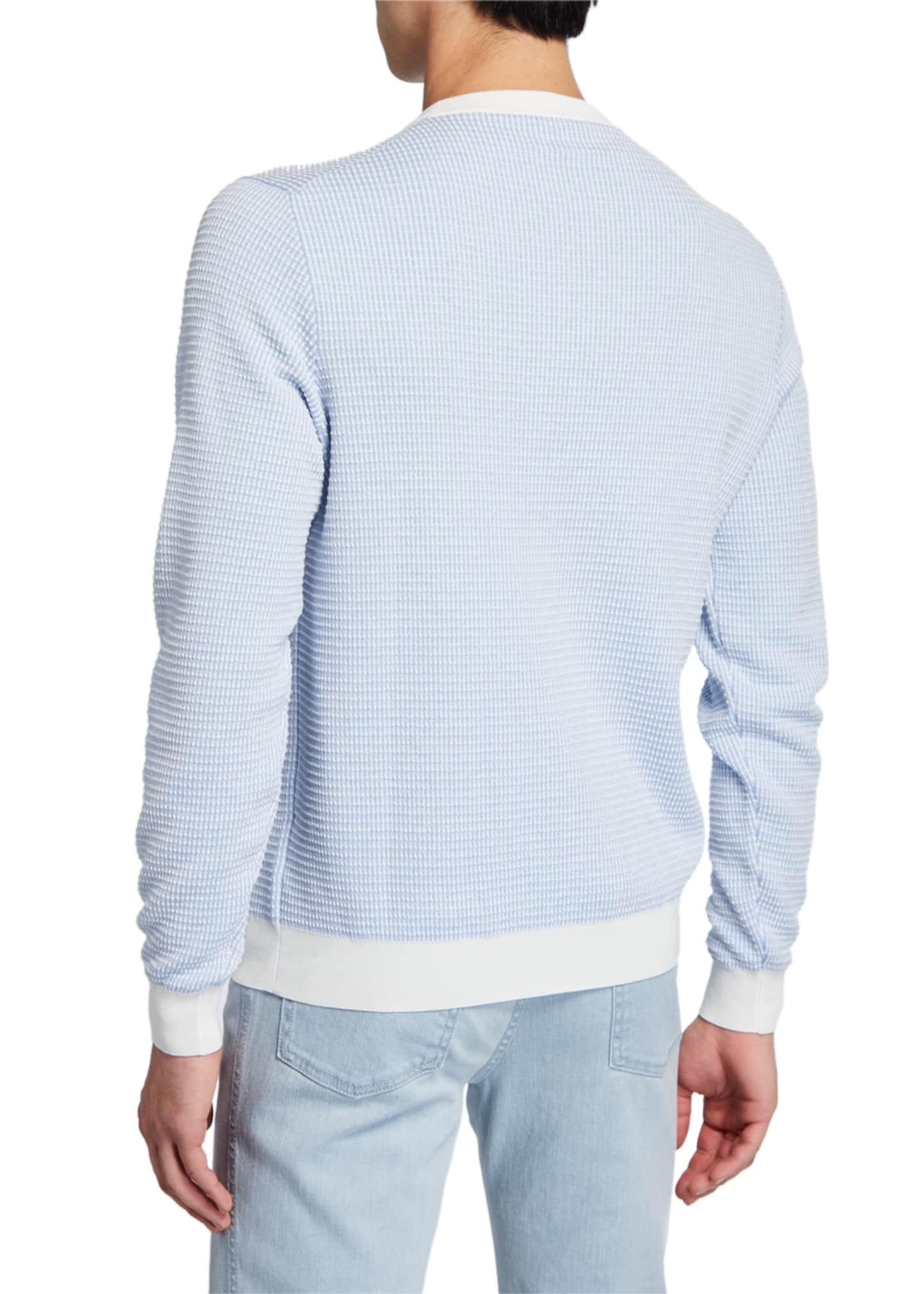Brioni Men's Waffleknit Cotton Sweater in White/Blue (Blue) for Men Lyst