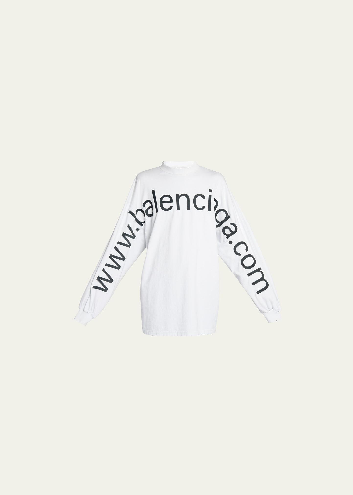 Balenciaga Oversized Long Sleeve Bal. Com T-shirt in White for Men | Lyst