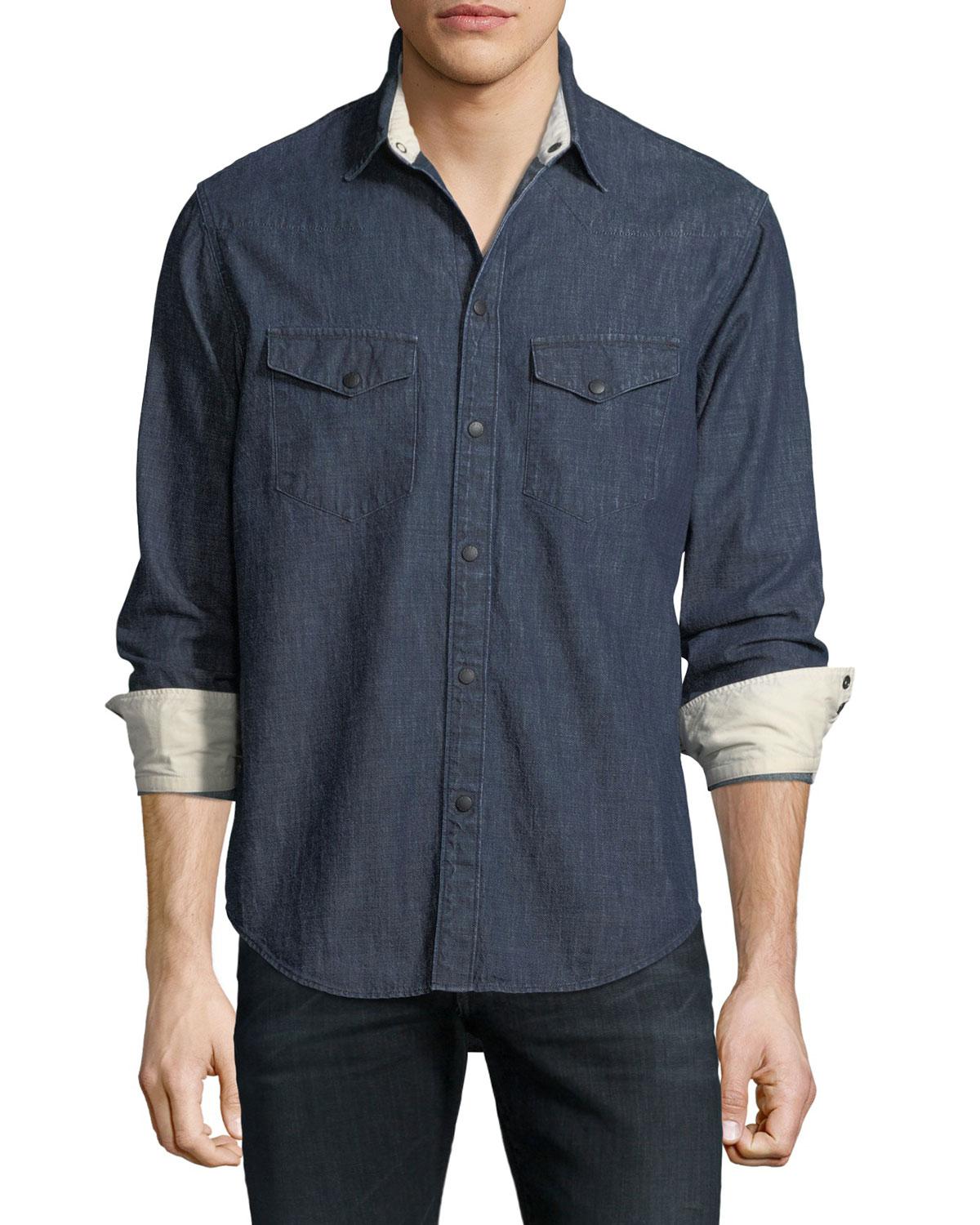 Lyst - Rag & Bone Men's Beck Denim Western Shirt in Blue for Men
