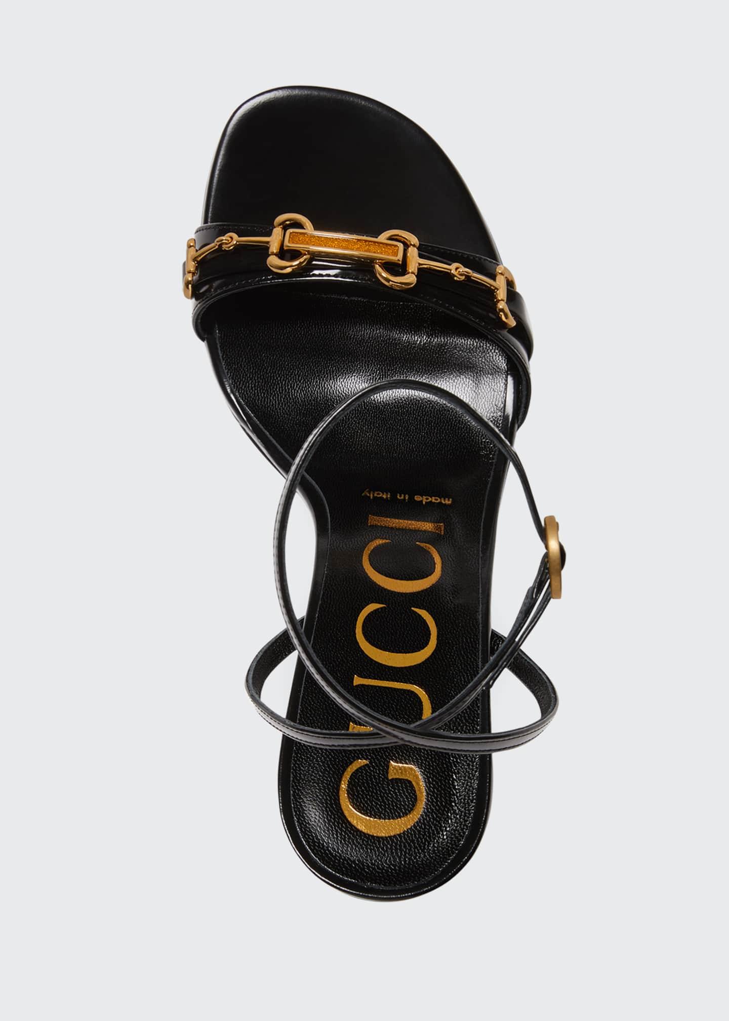 Gucci Horsebit Patent Leather Sandals Black Lyst