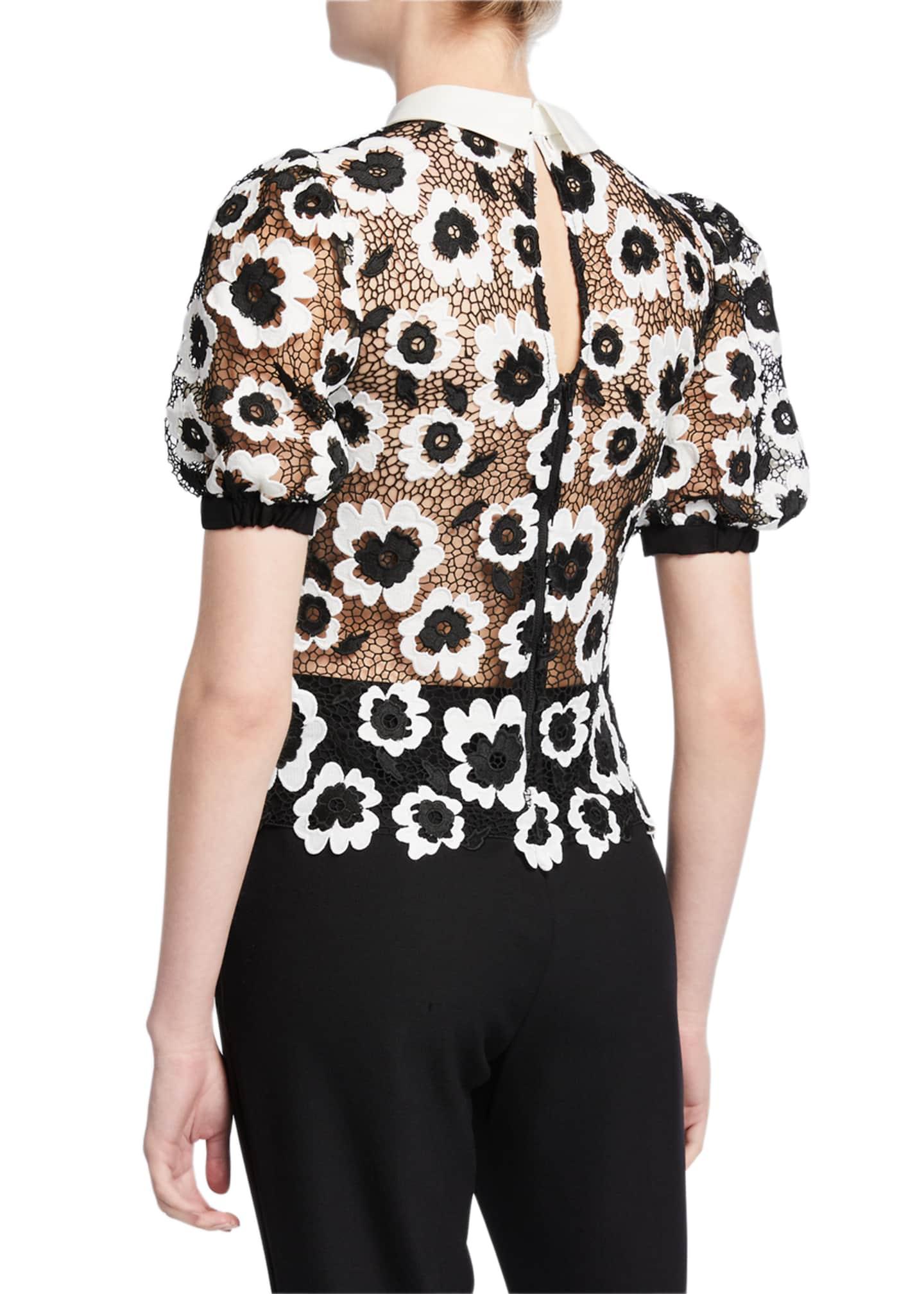self portrait abstract floral guipure mini dress