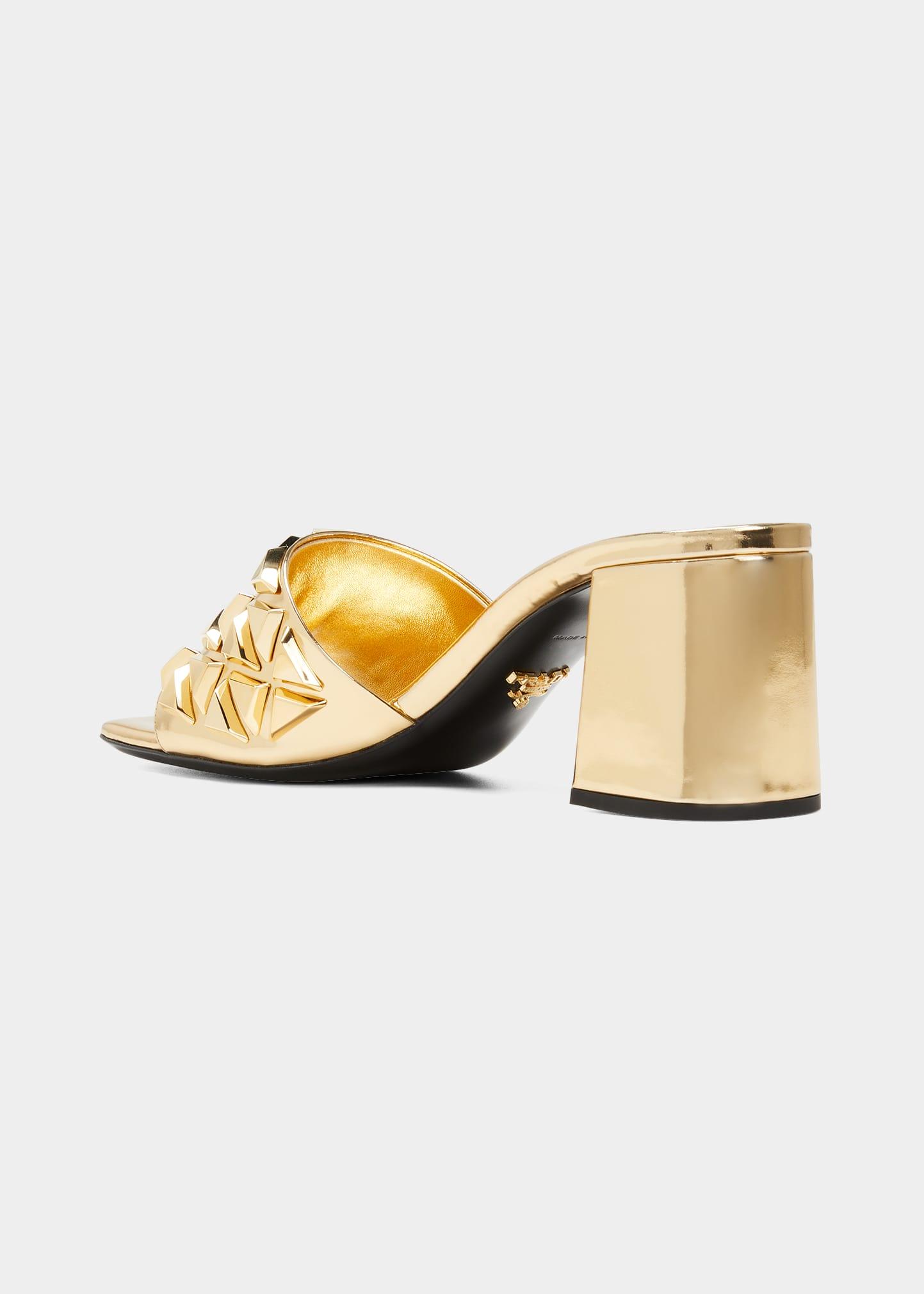 Prada Ciabatte Spazzolato Borchie Sandals in Metallic | Lyst