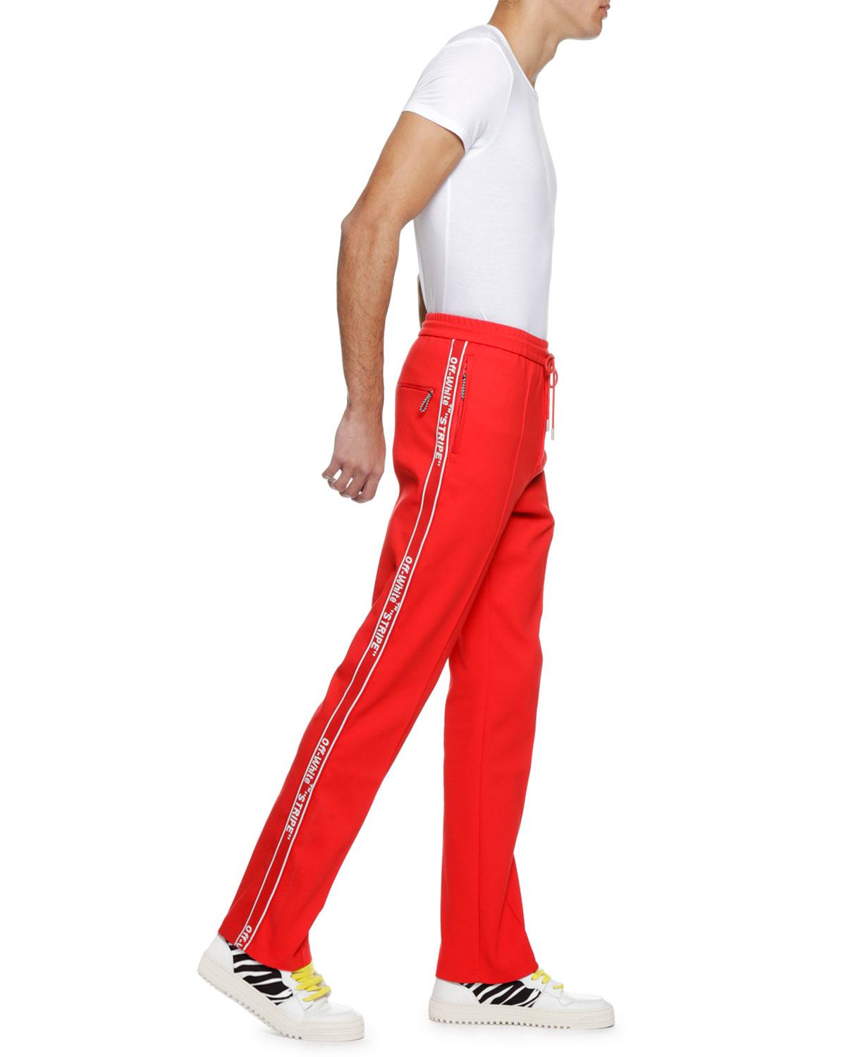 off white red track pants