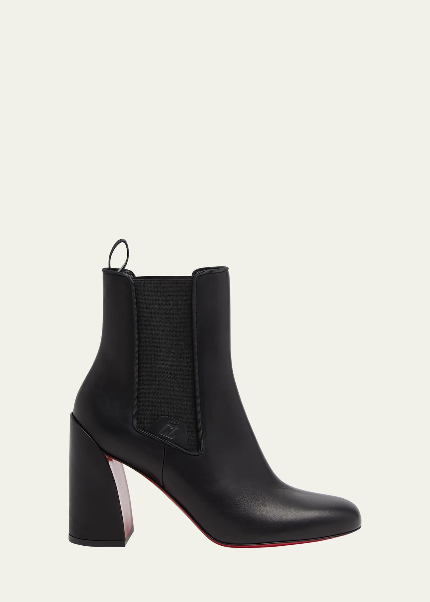 Christian Louboutin Turelastic Leather Red Sole Ankle Booties in Black Lyst