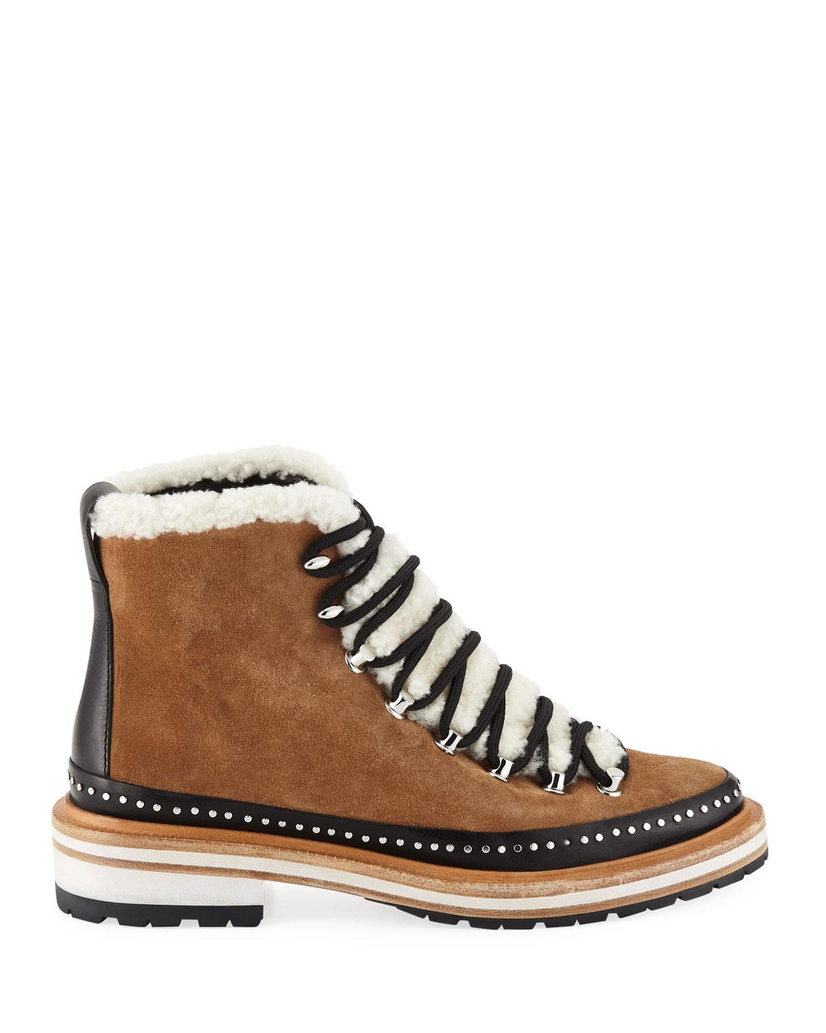 Rag & Bone Compass Shearling-trimmed Ankle Boots in Brown - Lyst