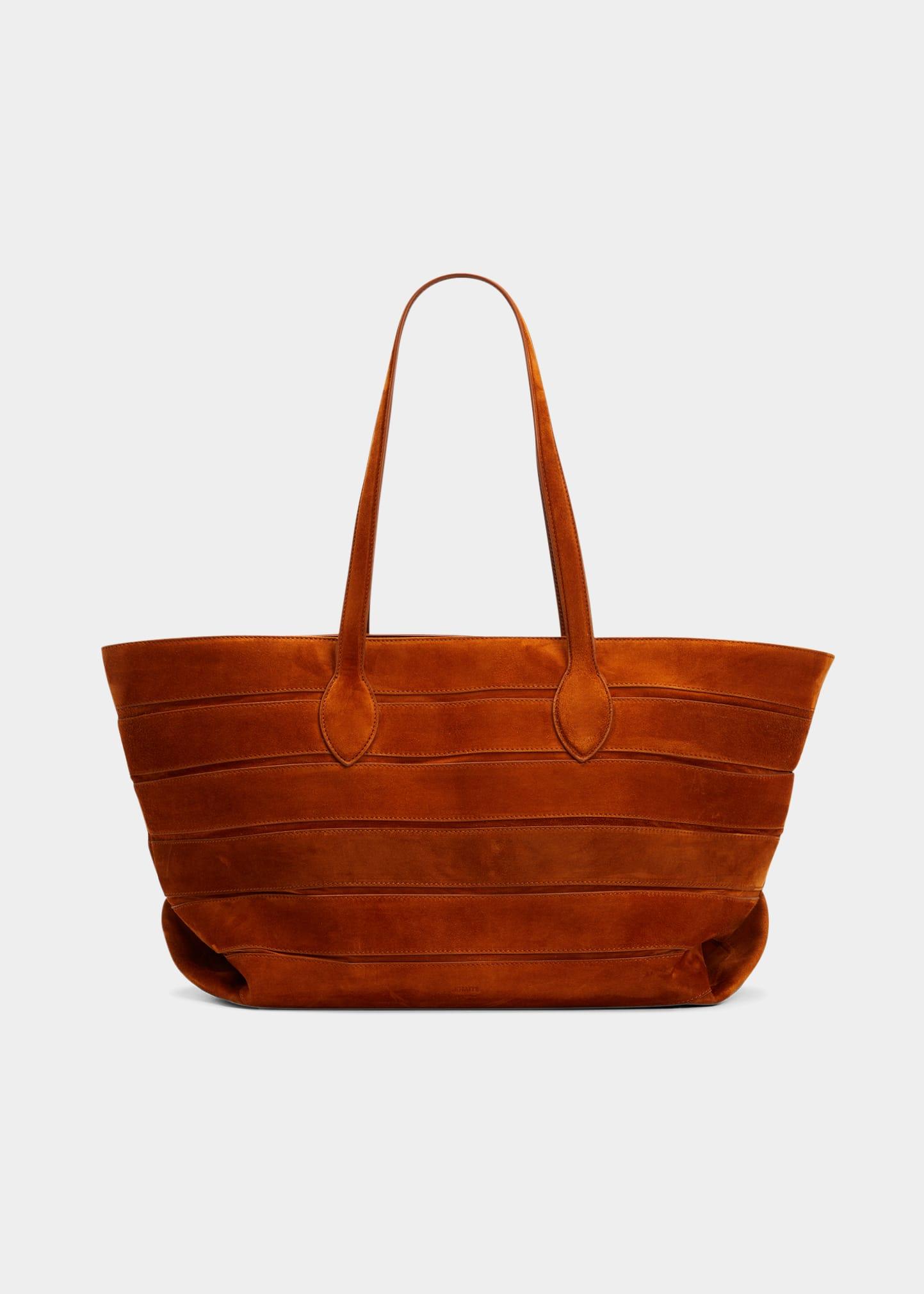 Khaite Florence Striped Suede Tote Bag in Brown | Lyst
