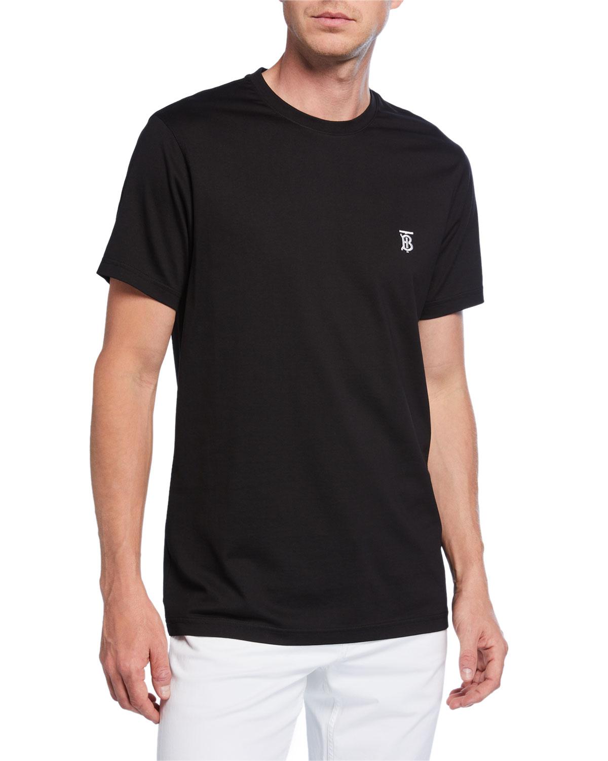 Burberry Logo-embroidered Cotton-jersey T-shirt in Black for Men - Lyst