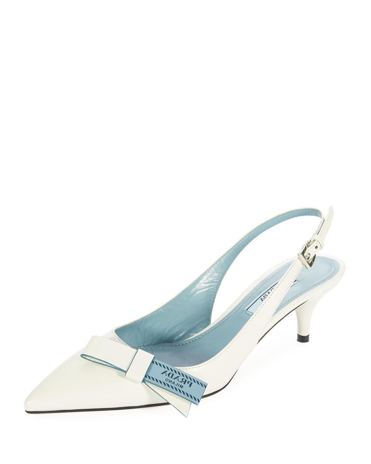 prada logo bow slingback pump
