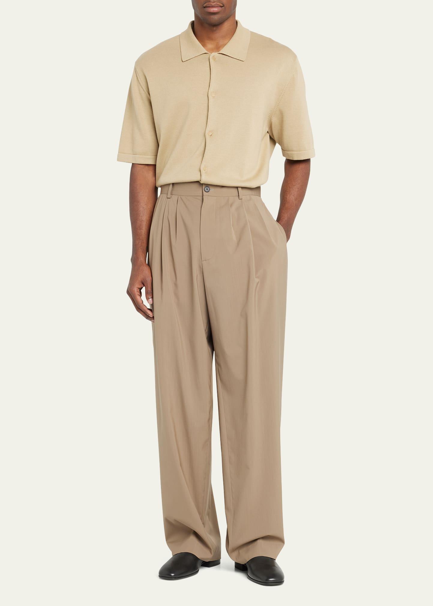 Dockers Premium Plat Front Relaxed Fit Two-pleat Linen Pants Slacks Men's W35 linen brown type Vintage Second Hand