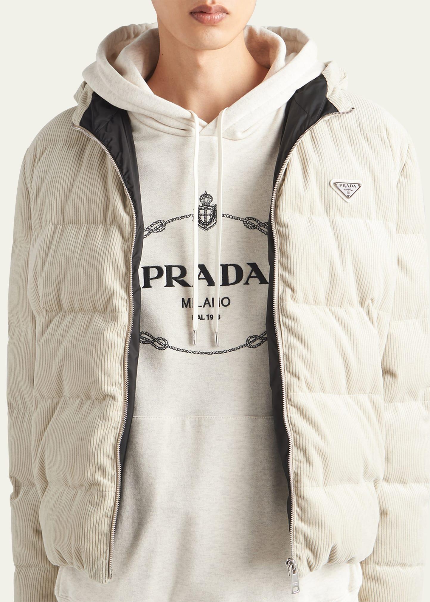 Prada Felpa Hooded Sweatshirt in Natural for Men | Lyst