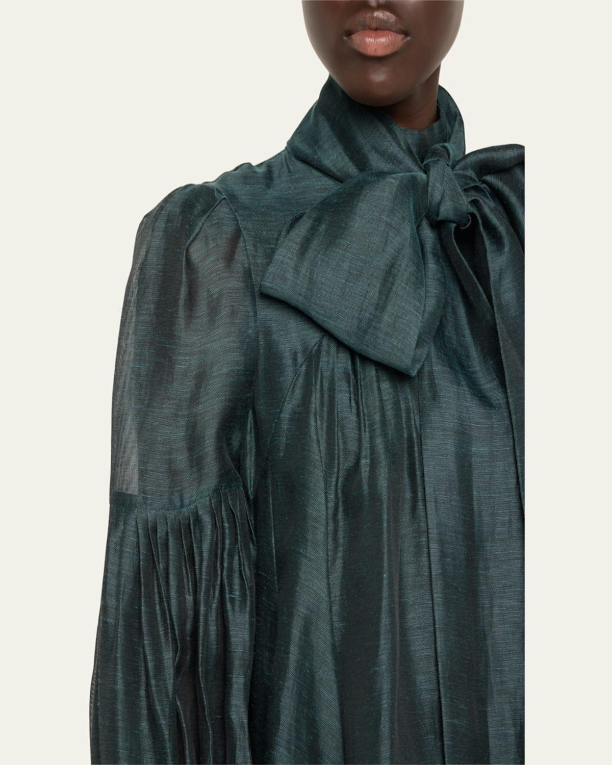 Zimmermann Pavilion Tie-Neck Mini Dress in Green | Lyst