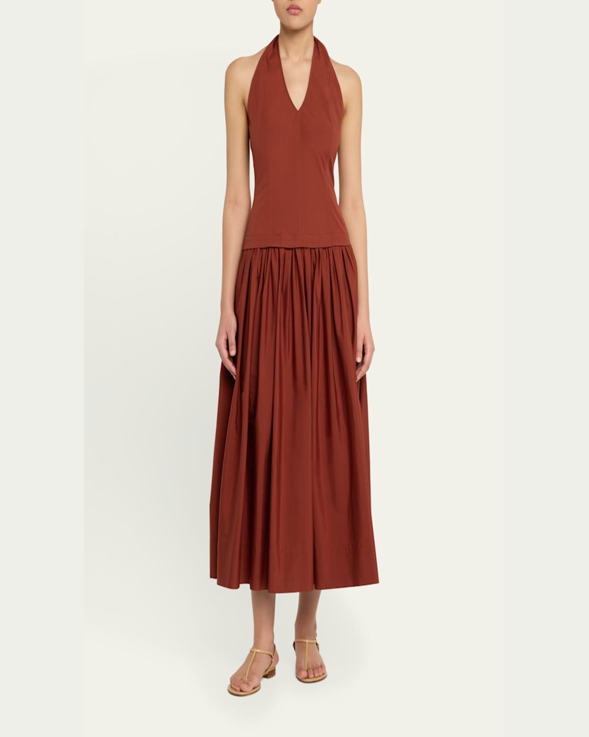 A.L.C. Nora Drop-Waist Halter Dress in Red | Lyst
