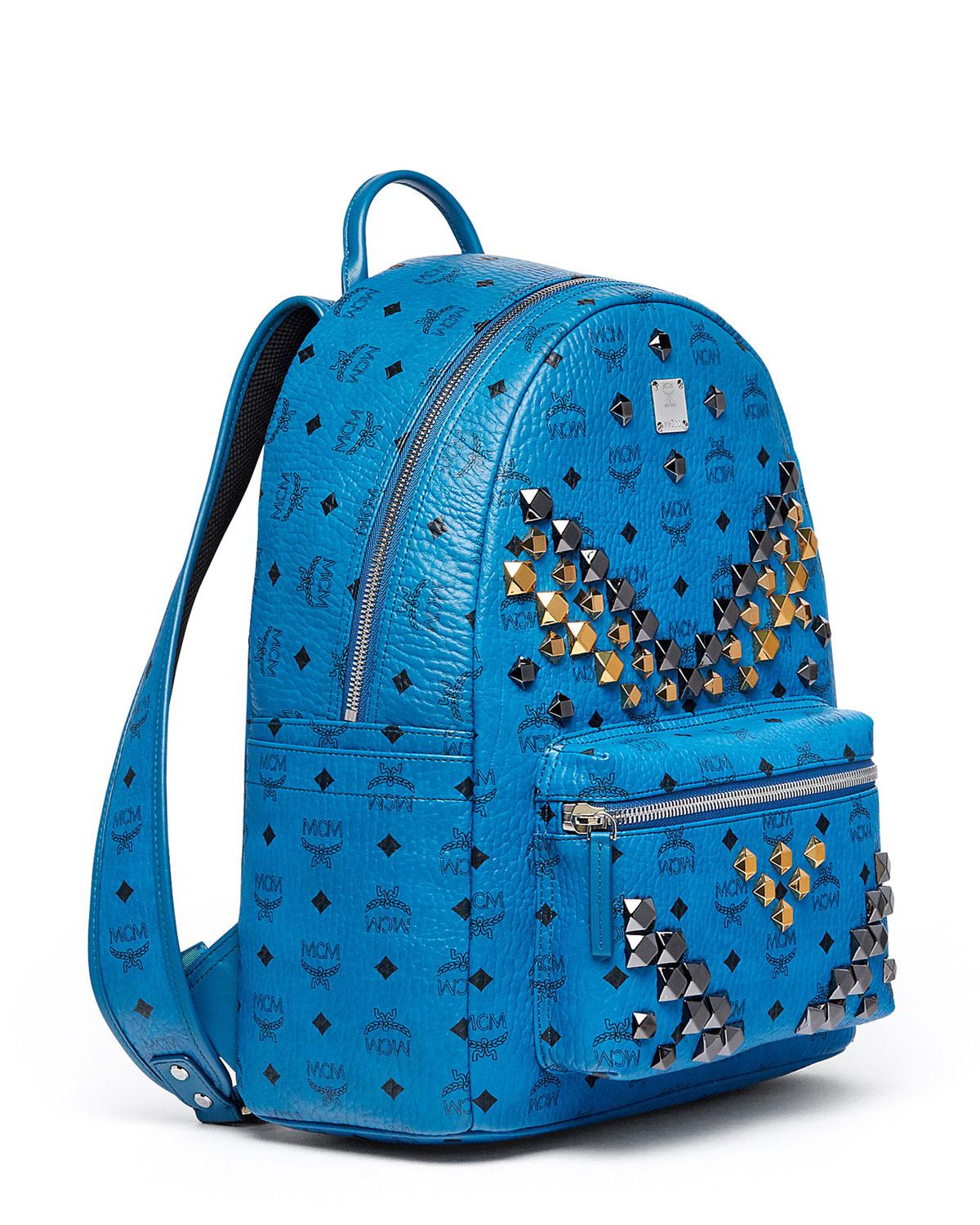 Lyst - Mcm Stark Men&#39;s Stud Medium Backpack in Blue for Men