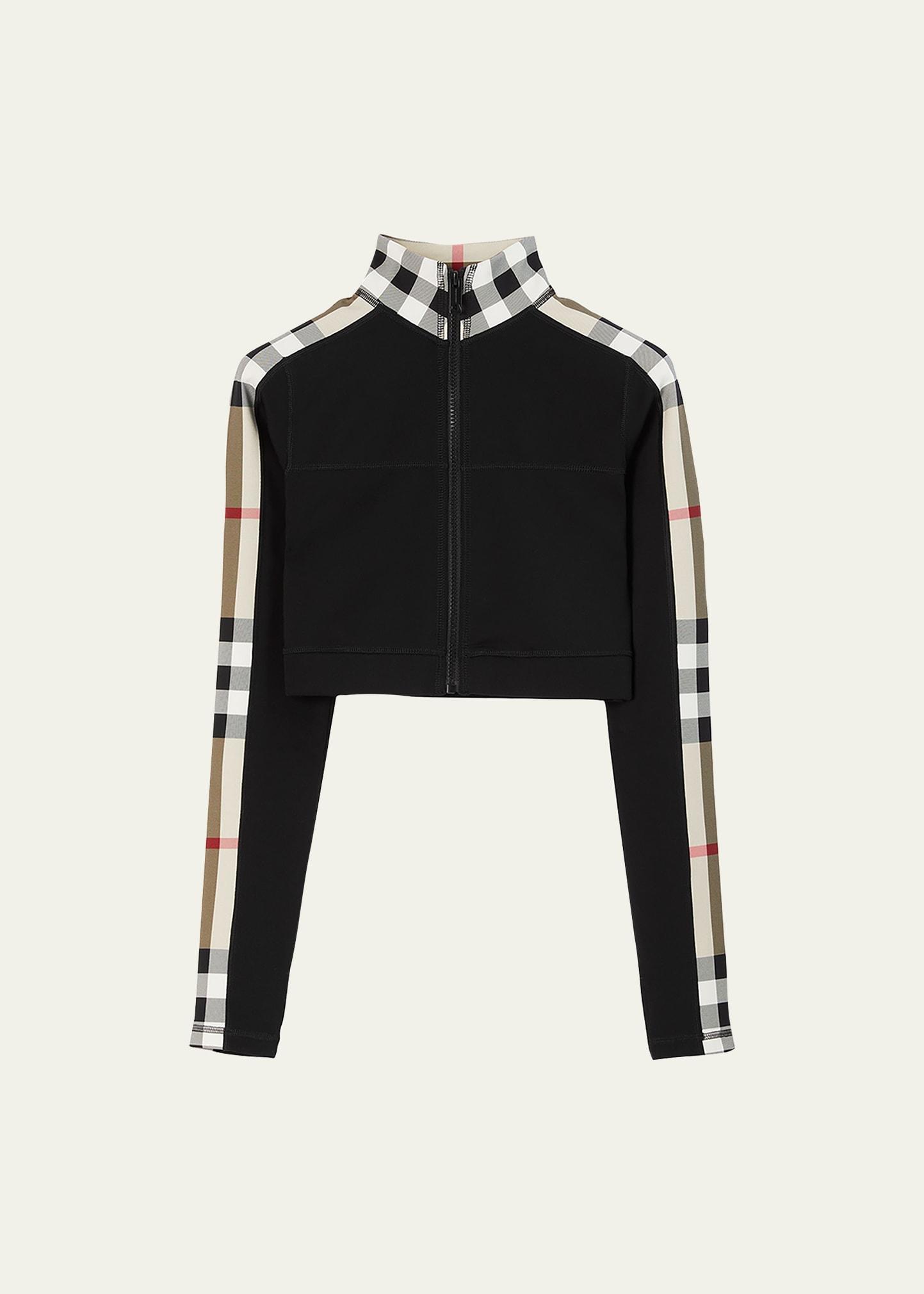 Burberry Cynthia Check Zip-up Jacket in Black | Lyst