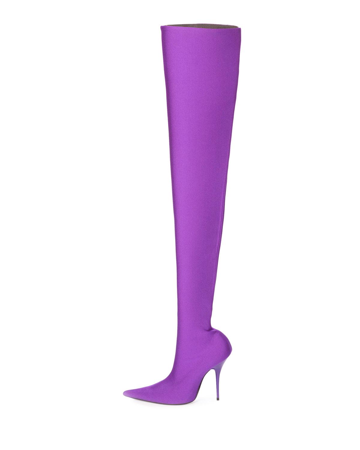 the-knee Spandex Boot in Purple 