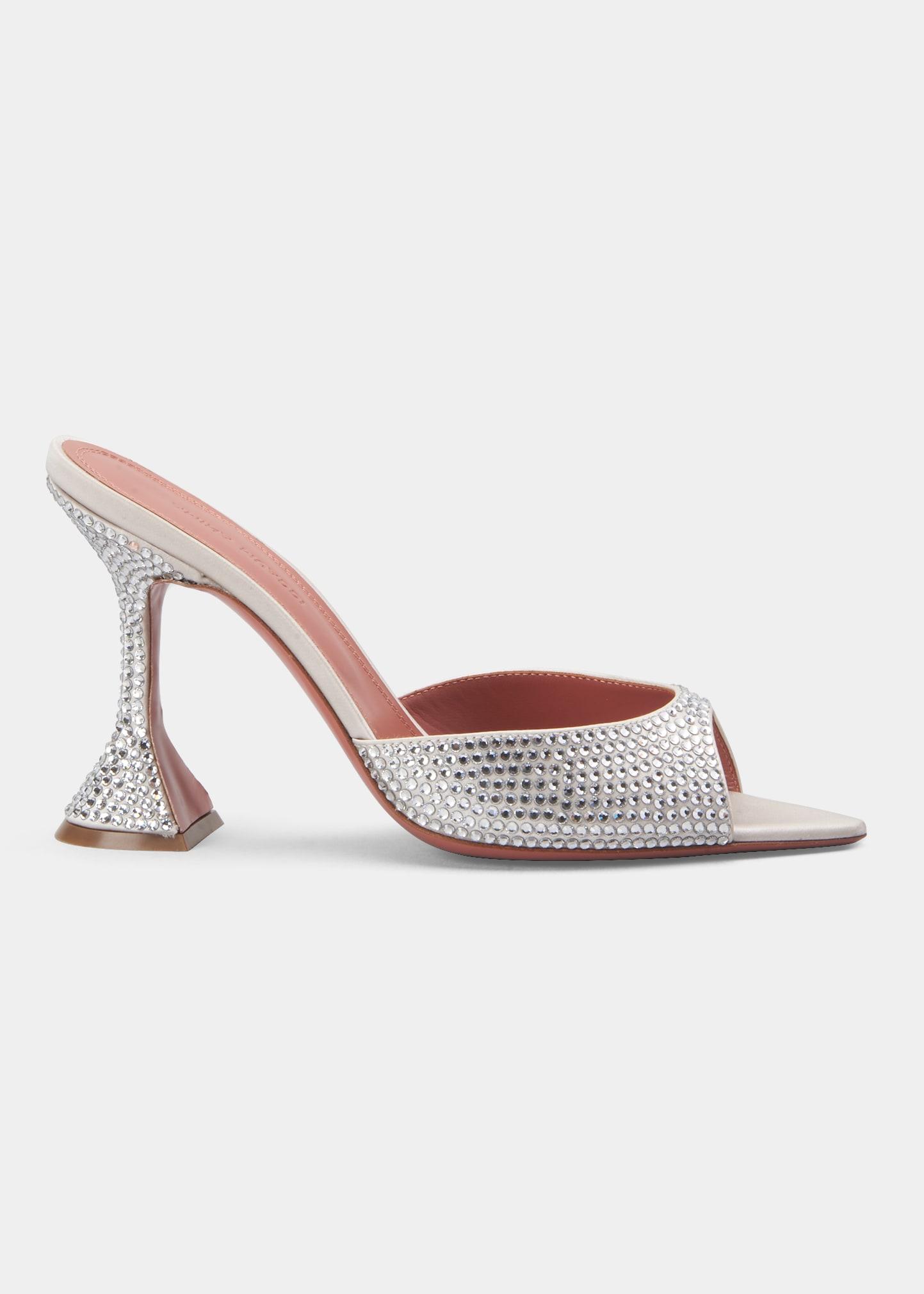 AMINA MUADDI Caroline Crystal Mule Sandals in Pink | Lyst