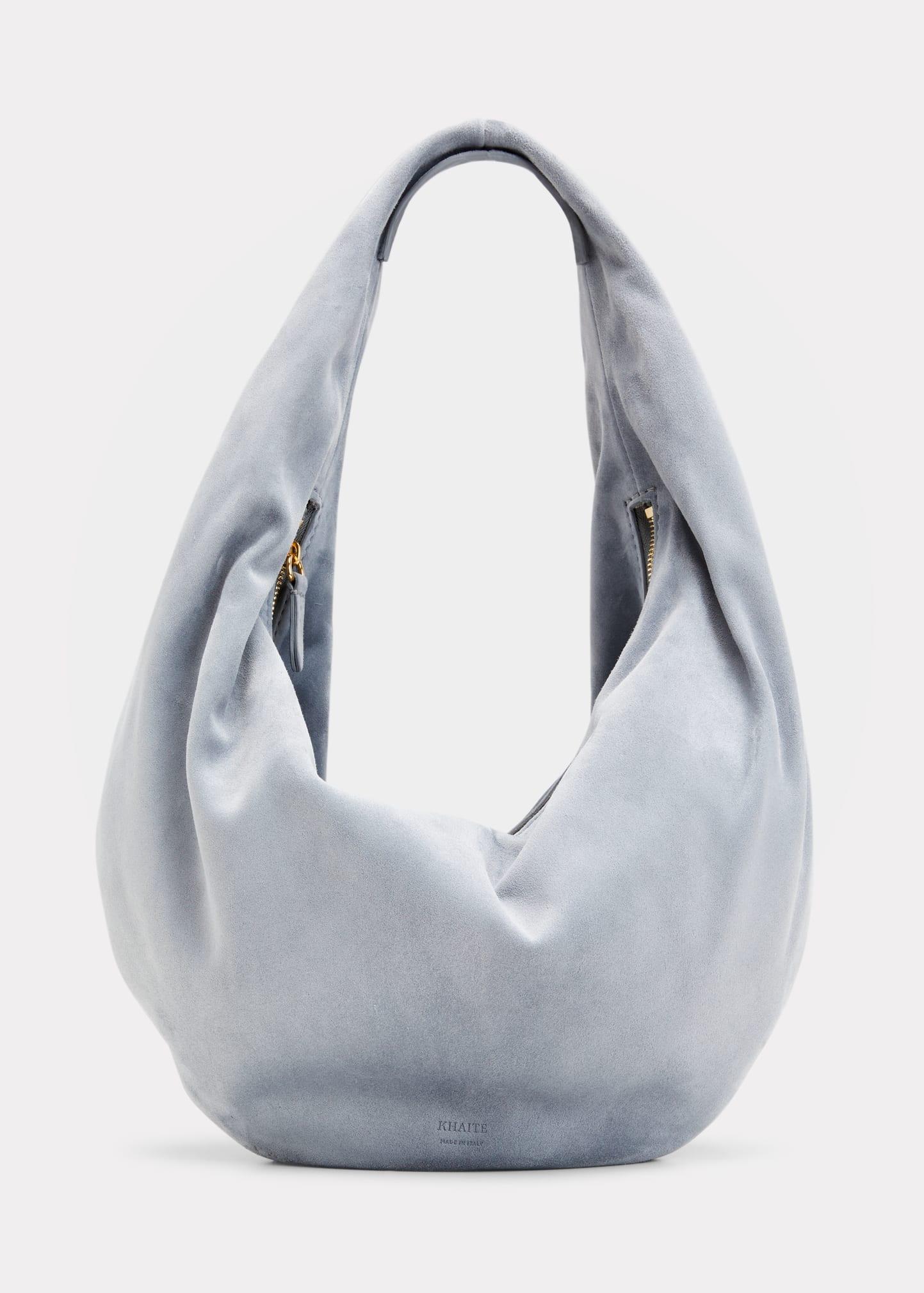 Khaite Olivia Medium Suede Hobo Bag in Gray Lyst