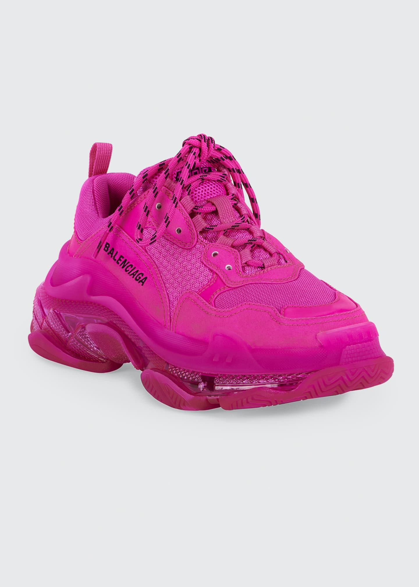 Balenciaga Synthetic Triple S Neon Trainer Sneakers in Pink - Lyst