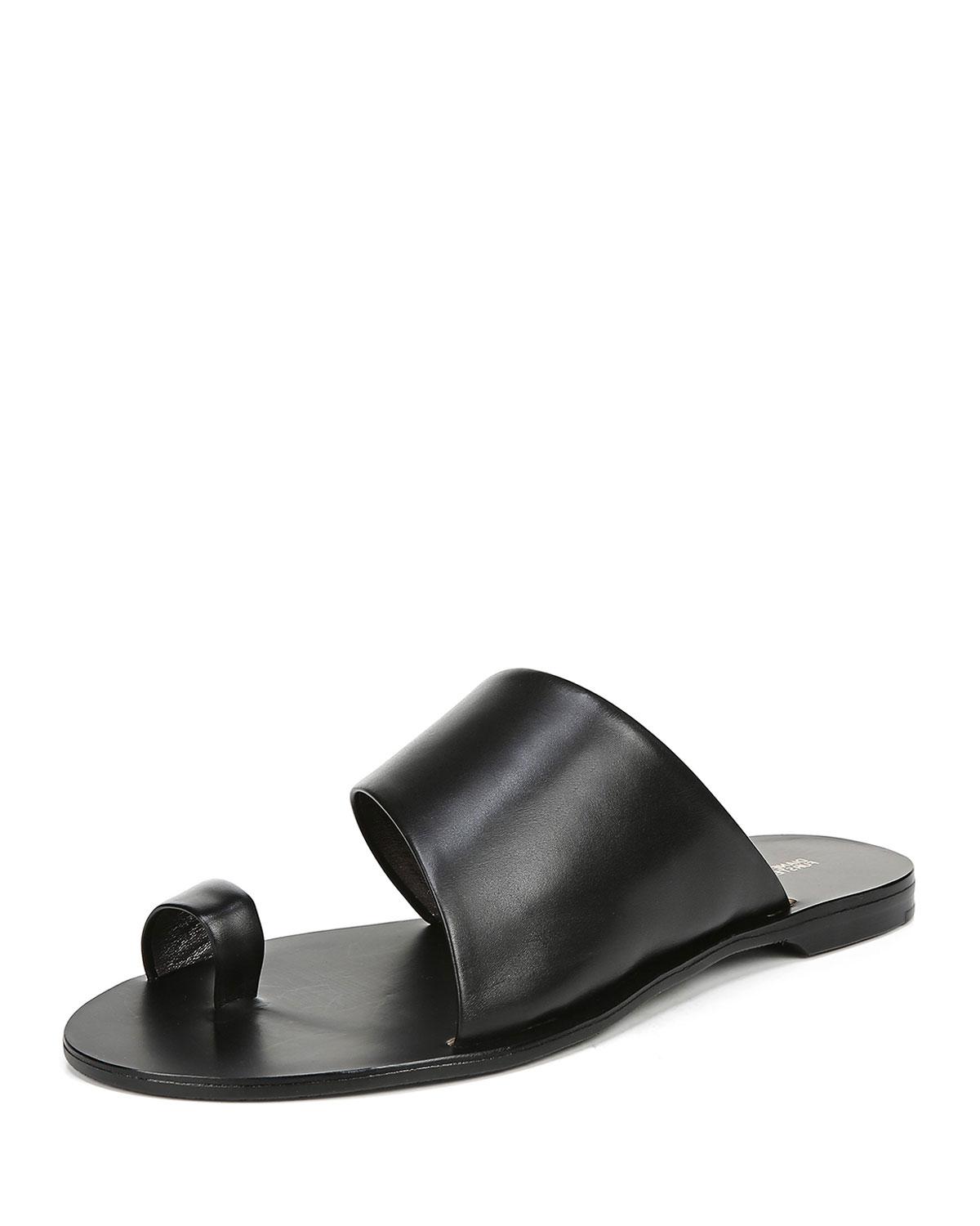 Lyst - Diane von Furstenberg Brittany Leather Flat Slide Sandals in Black