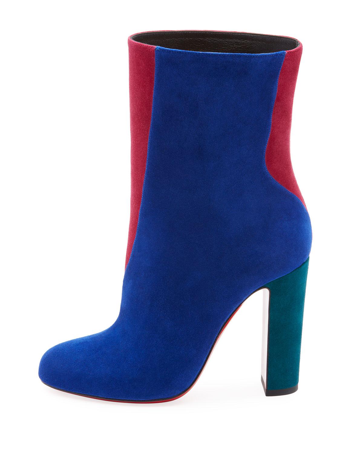 Christian Louboutin Botty Double Colorblock Suede Red Sole Booties in ...