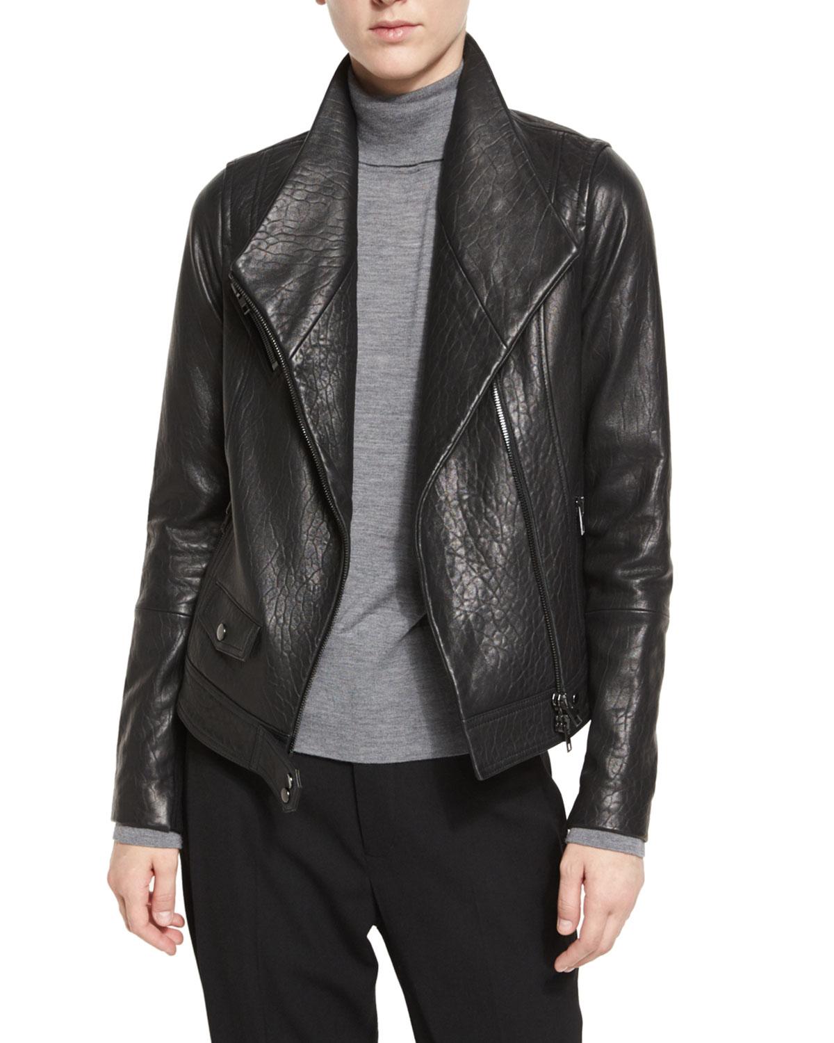 Vince Leather Asymmetric Moto Jacket in Black Lyst