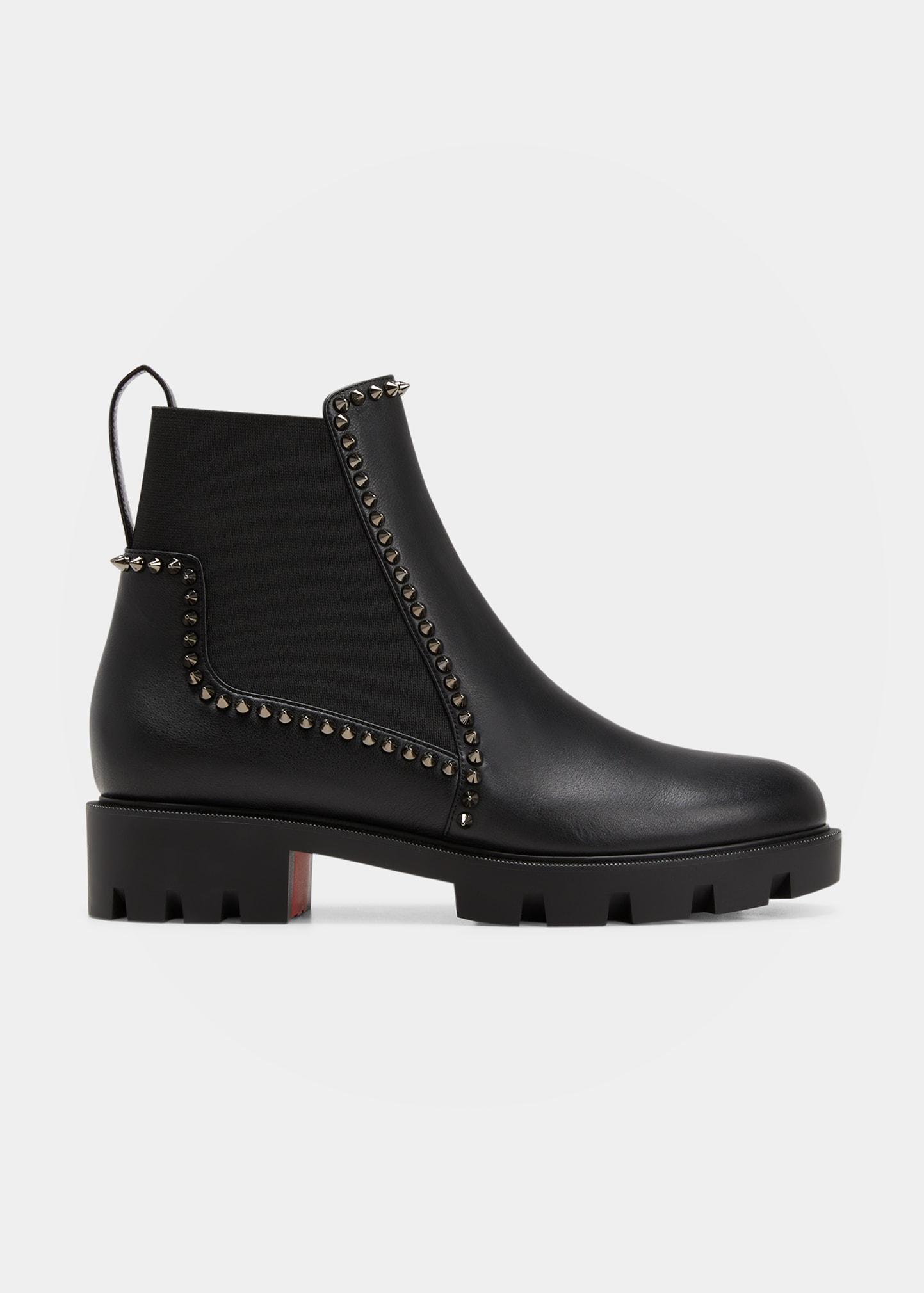 Christian Louboutin Out Lina Spike Red Sole Booties in Black | Lyst