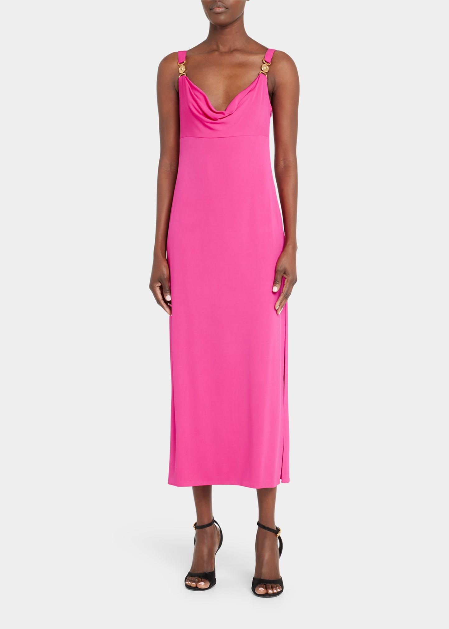 Versace Jersey Cowl-neck Gown in Pink | Lyst