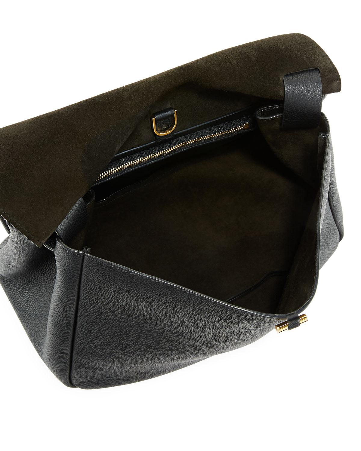 The Row Small Leather Mail Saddle Bag in Black Lyst