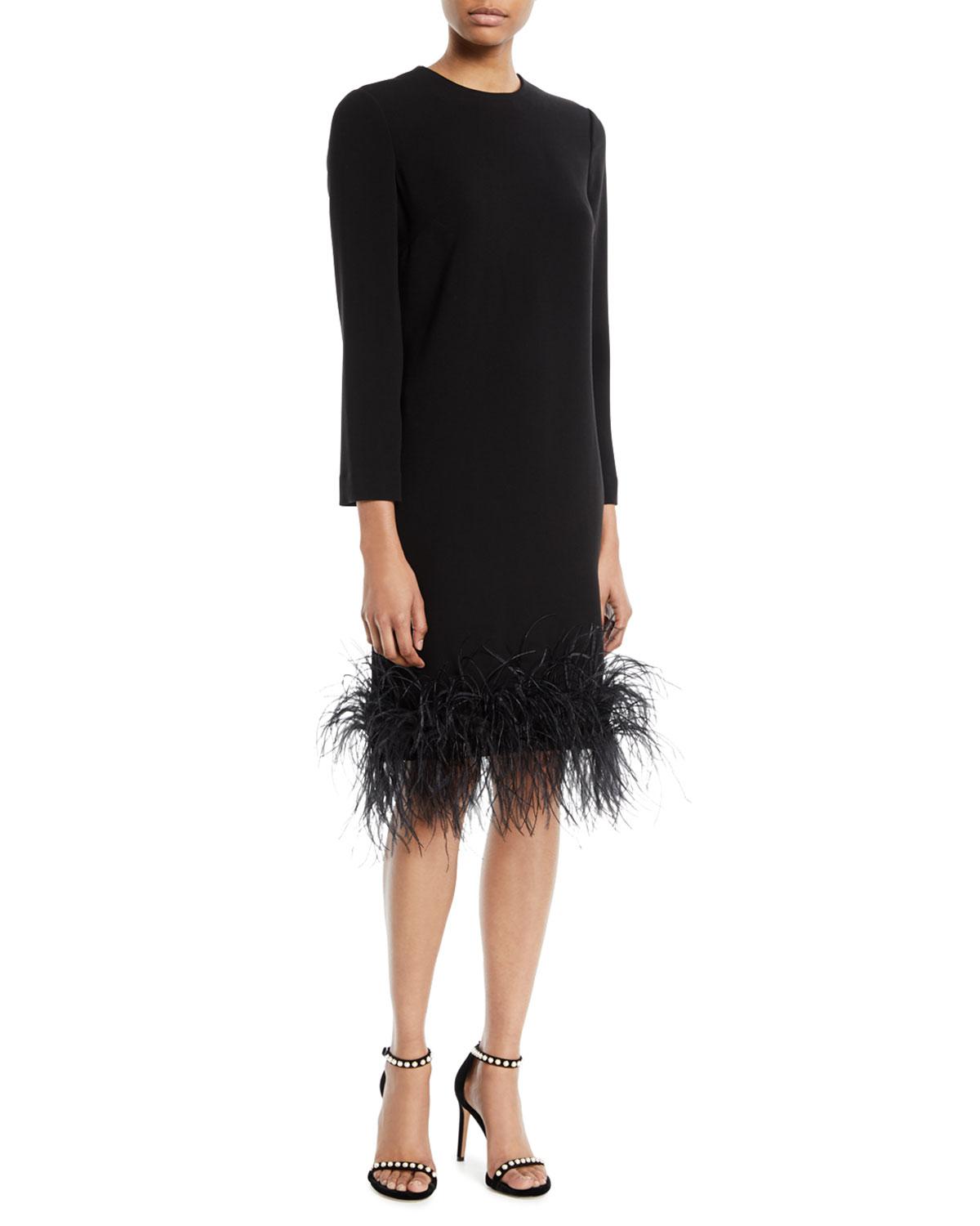 feather hem cocktail dress