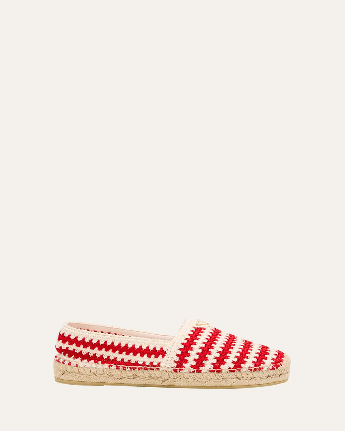 スリッポン PRADA Two-tone crochet espadrilles (1S500NF0202C2T F0011) Navy Crochet Espadrilles | PRADA