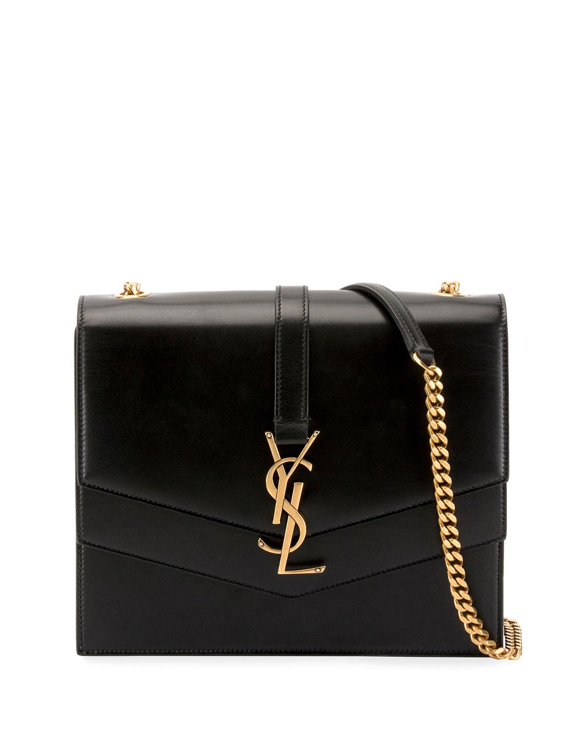 Saint Laurent Medium Monogram Envelope Crossbody Bag Leather Black