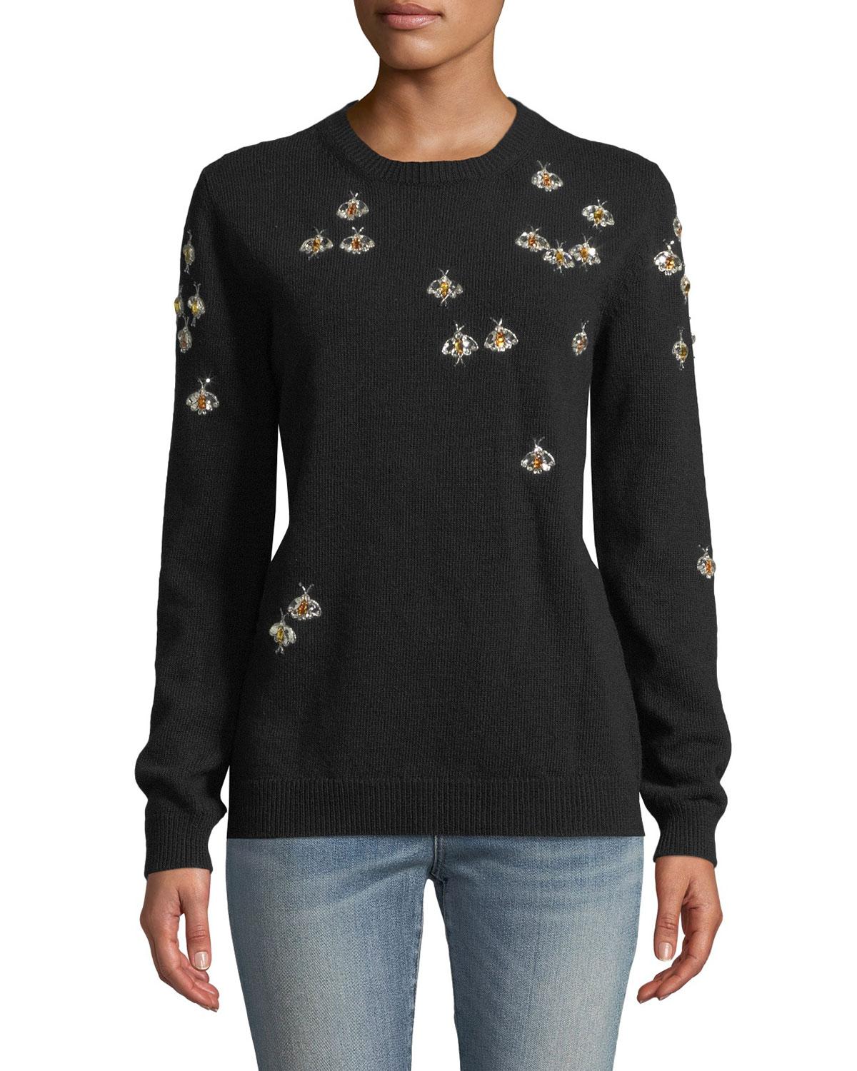 Gucci Bee-embellished Sweater in Black - Lyst