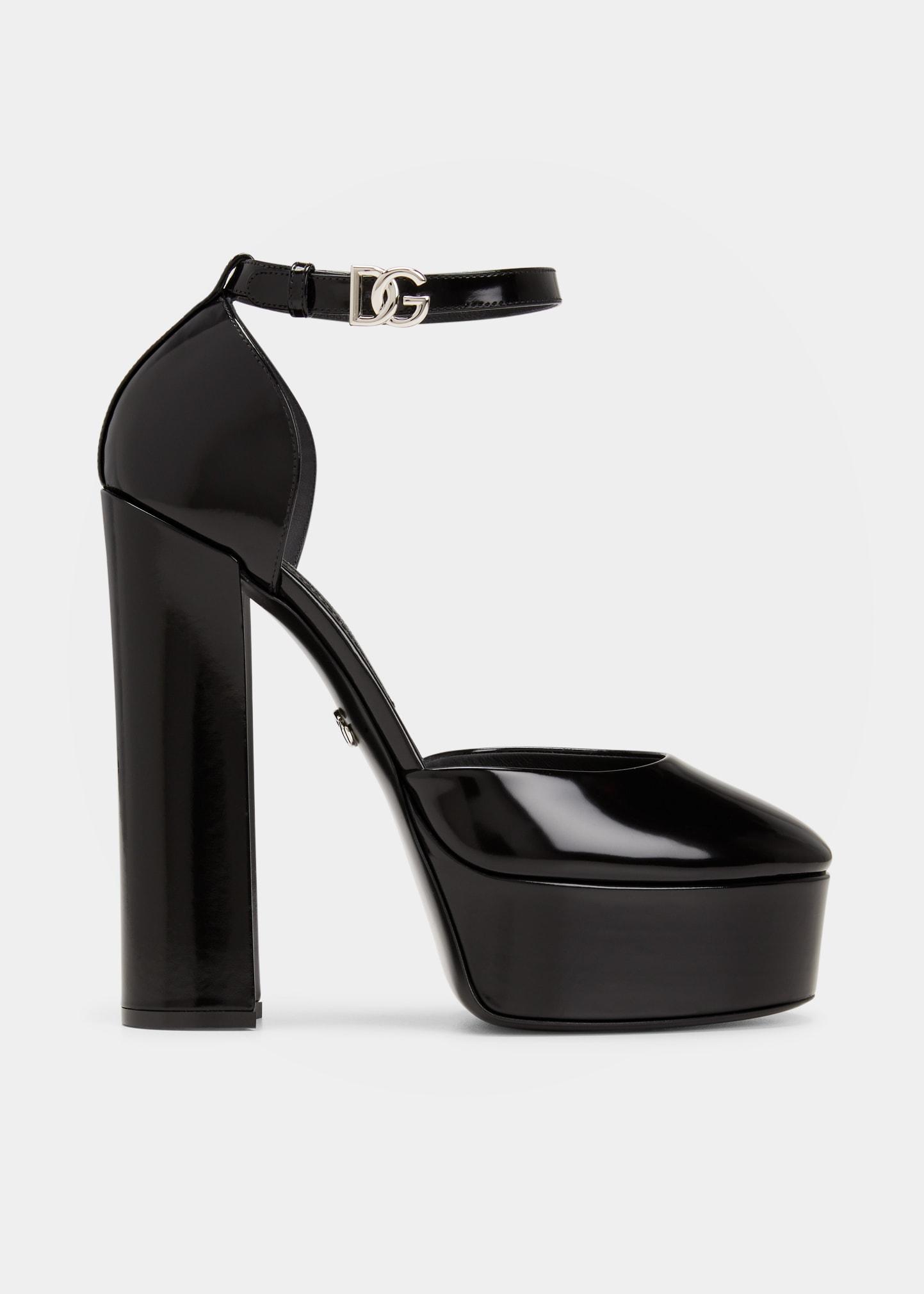 Dolce & Gabbana Patent Ankle-strap Platform Pumps in Black | Lyst