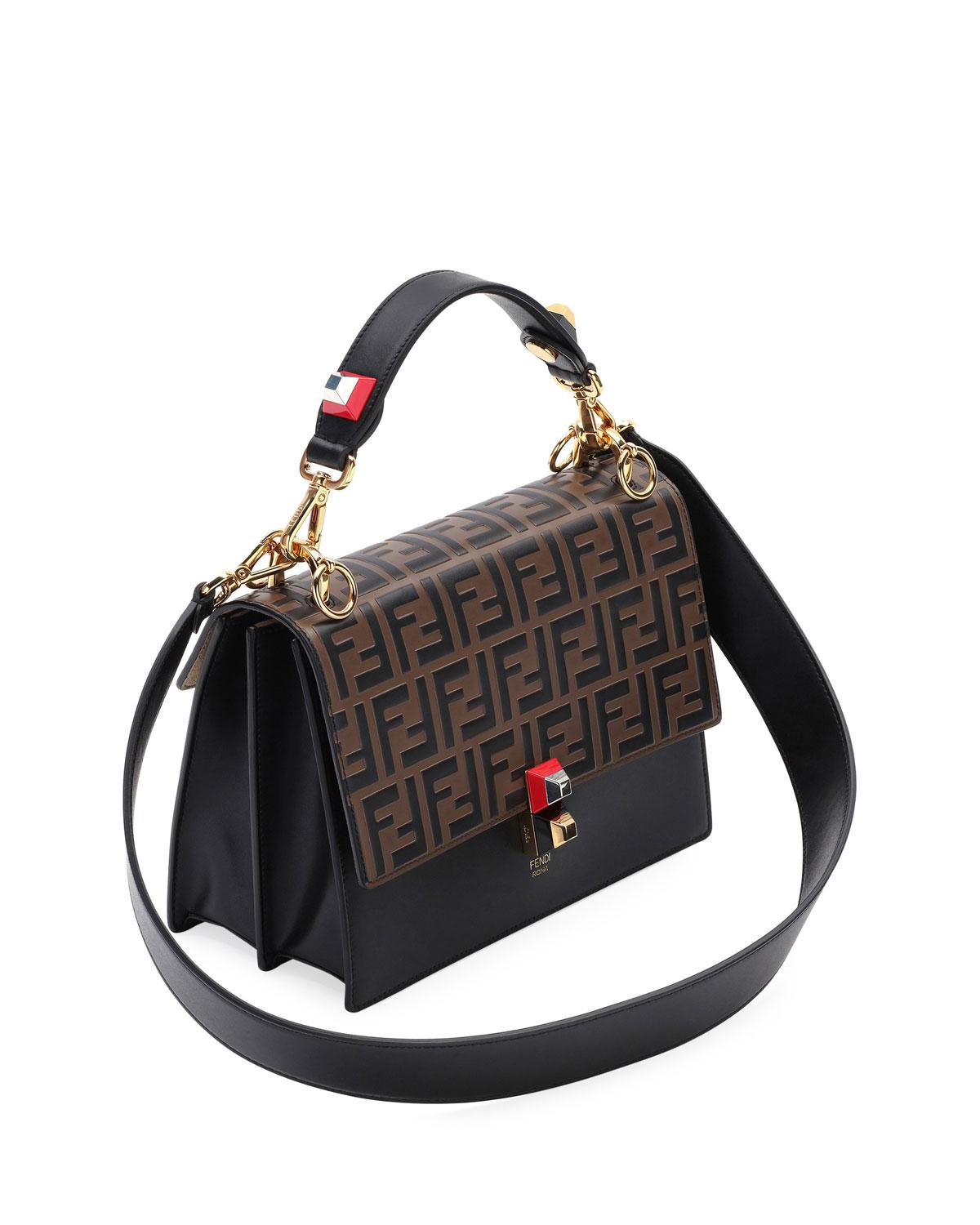 fendi kan i ff embossed shoulder bag