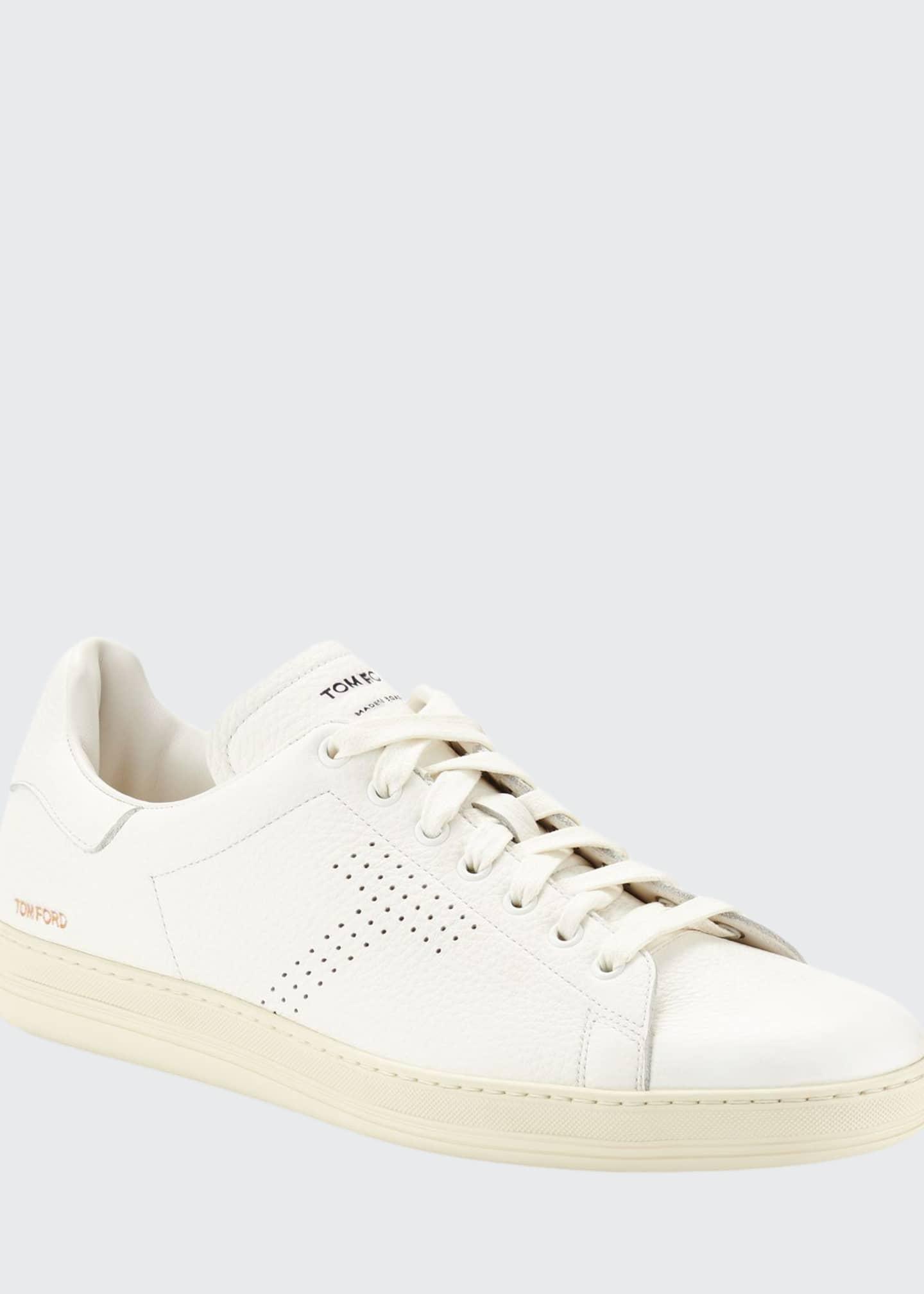 Tom Ford Men's Warwick Grained Leather Low-top Sneakers in White for ...