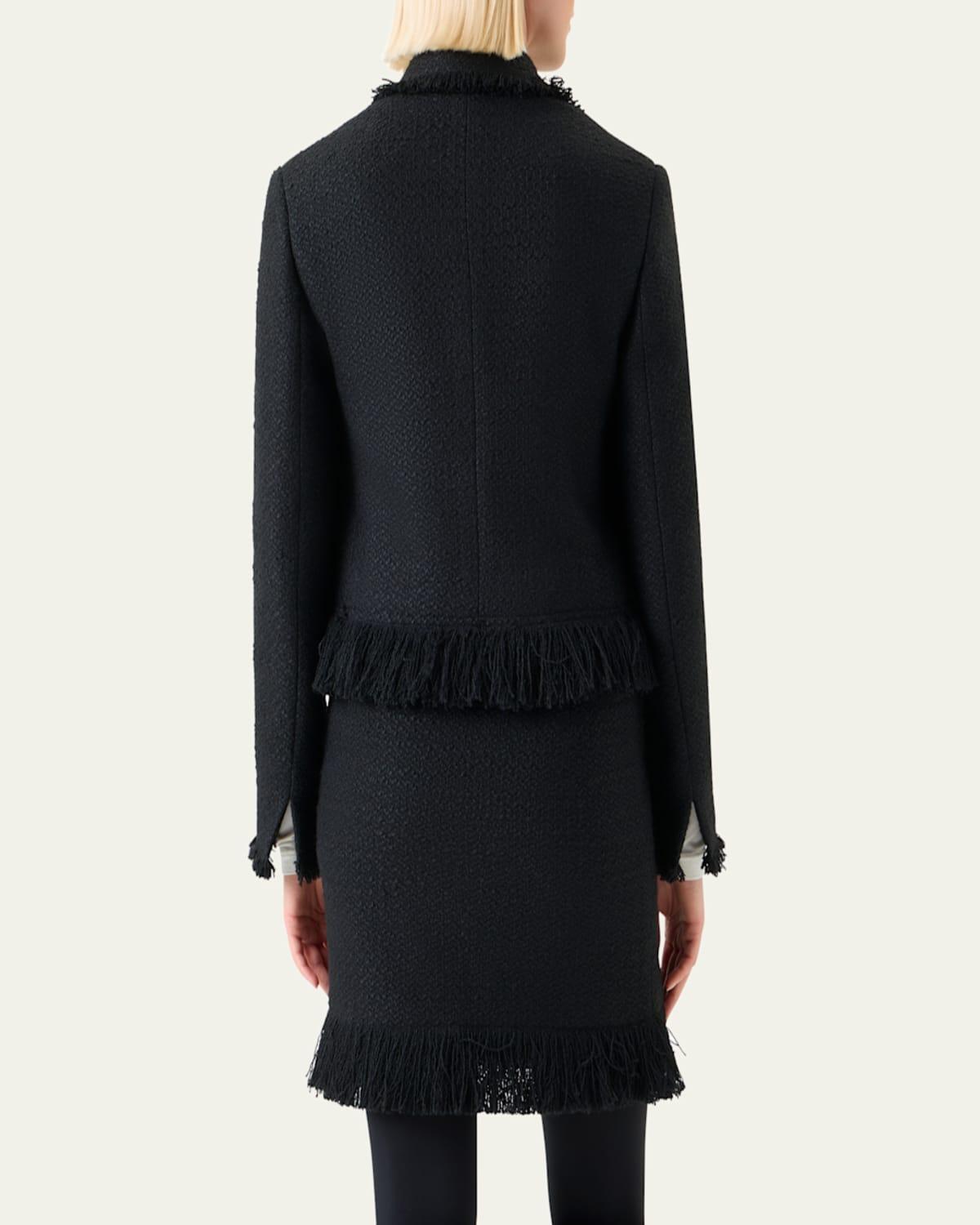 【GENERAL IDEA】Boucle Tweed Knit Jacket BLACK Bouclé Tweed Cropped Jacket - Black – Neda Store