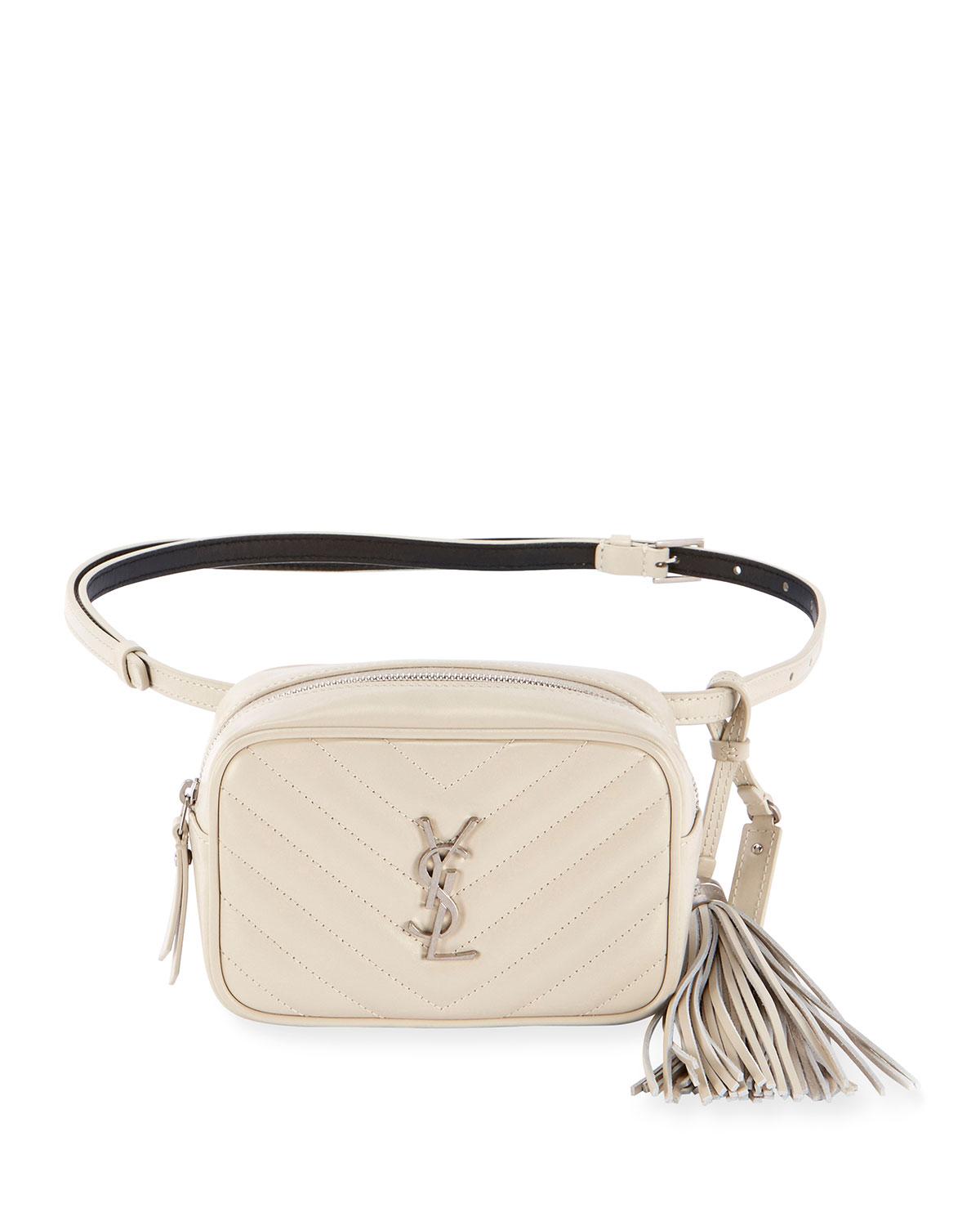 Saint Laurent Leather Lou Monogram Ysl Quilted Belt Bag in White Lyst