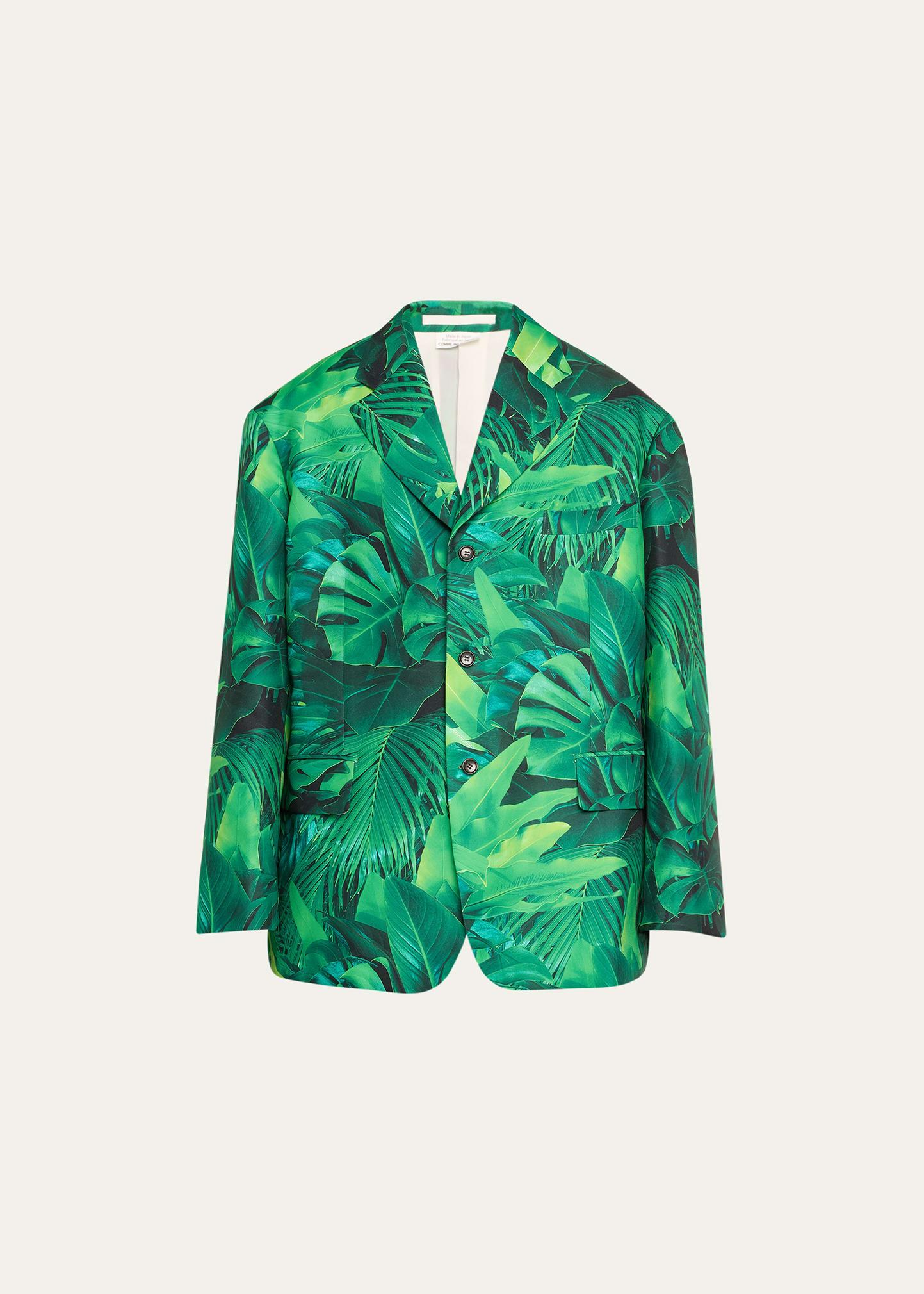 Comme Des Garçons leaf-print oversized jacket - Green