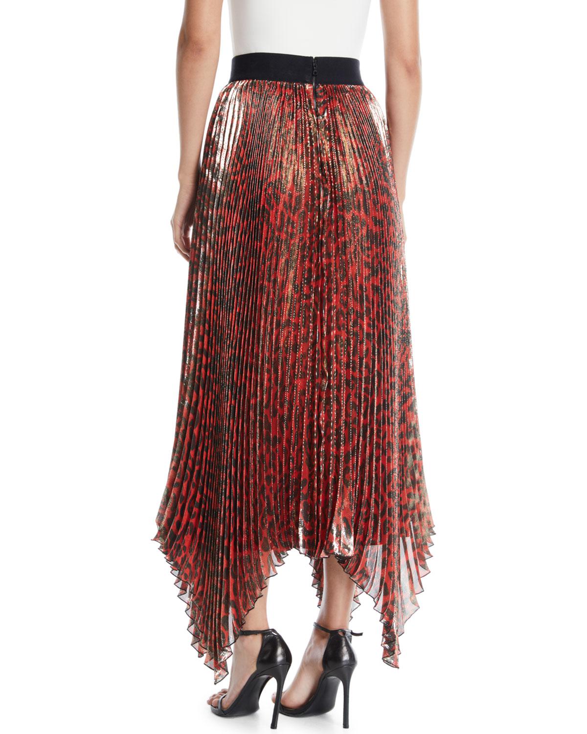 red leopard pleated skirt