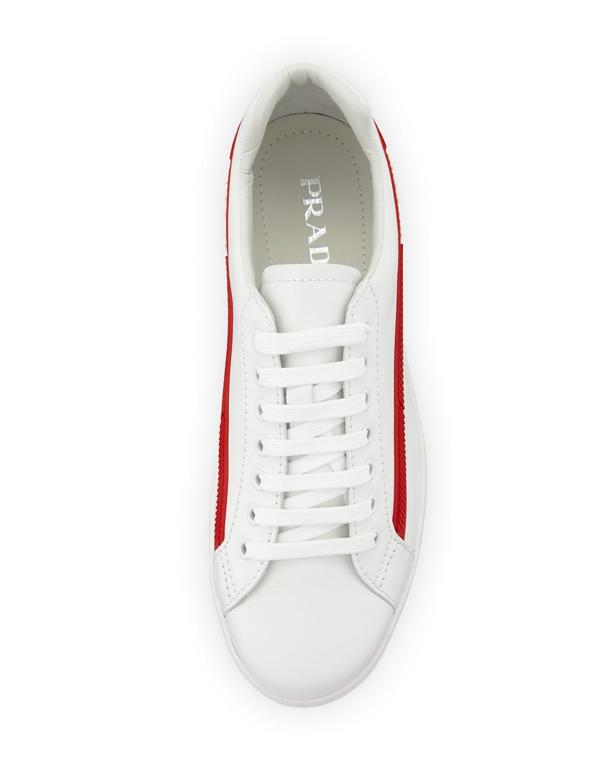prada vitello plume leather sneakers