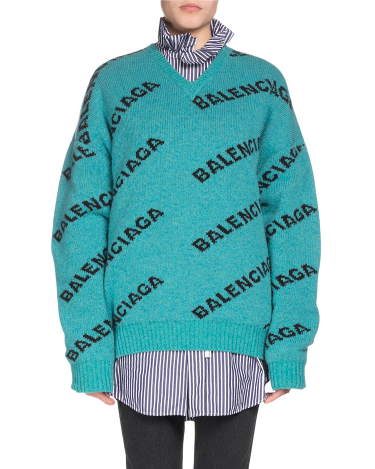 balenciaga turquoise sweater