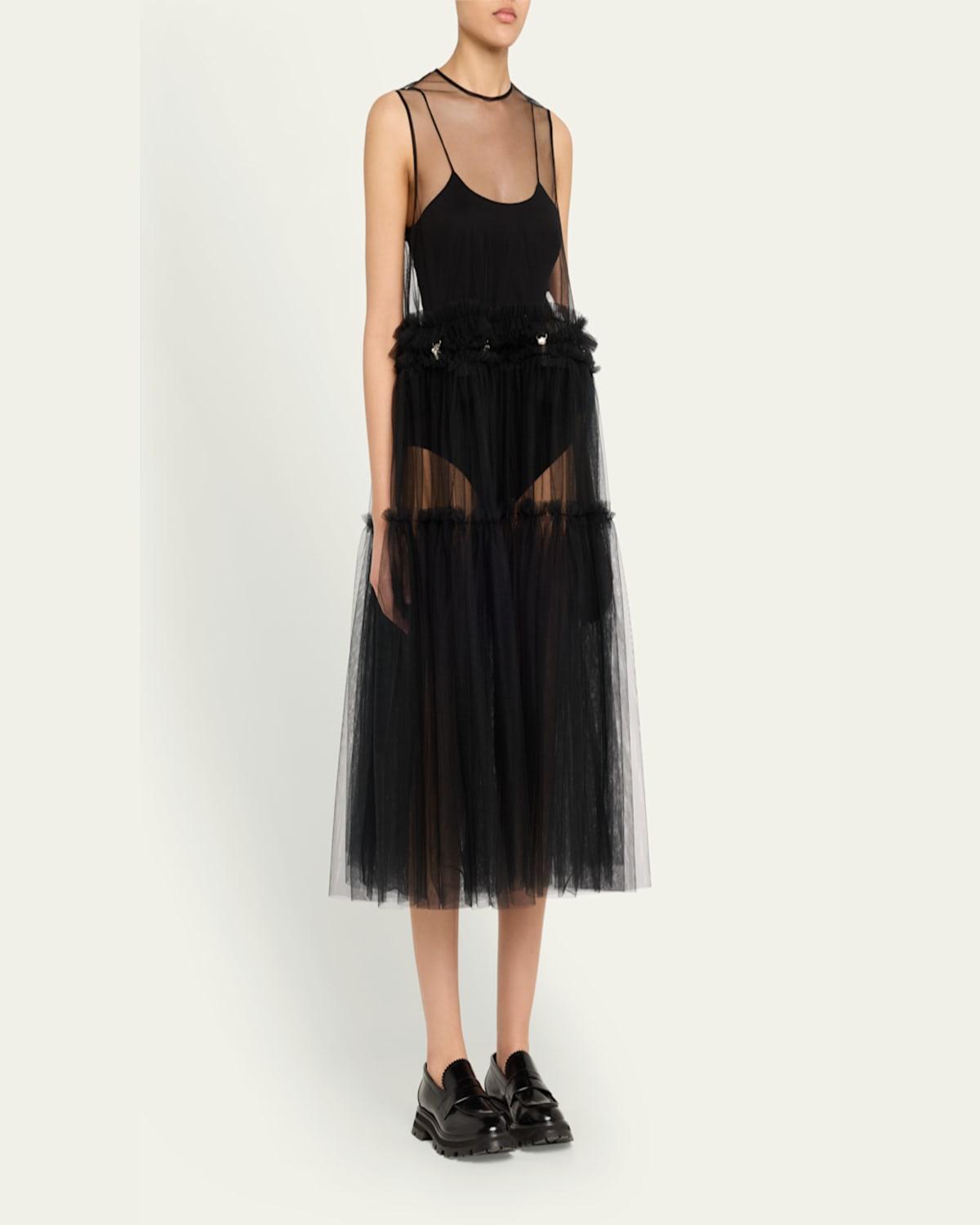 noir kei ninomiya トートバッグ 黒x白(総柄) 2019325Y0022 Noir Kei Ninomiya: Women's Shirt Dress w Detachable Tulle