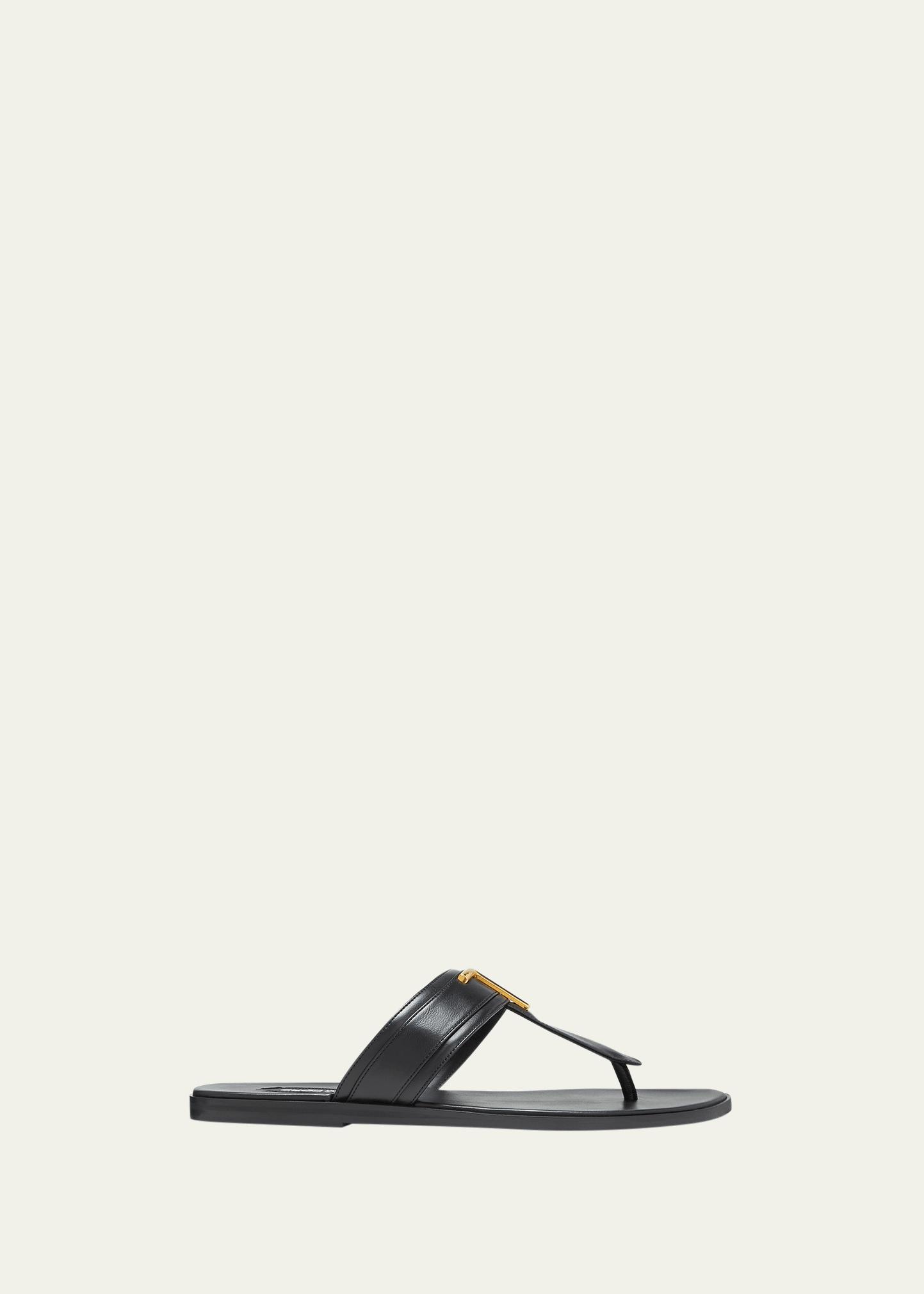 Tom Ford Brighton Tf-logo Leather Slide Sandals in Natural for Men | Lyst